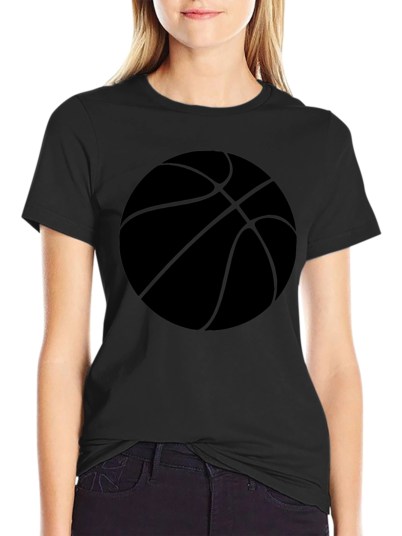 Black Basketball Graphic Tee - Black Cotton Casual Shirt view 2