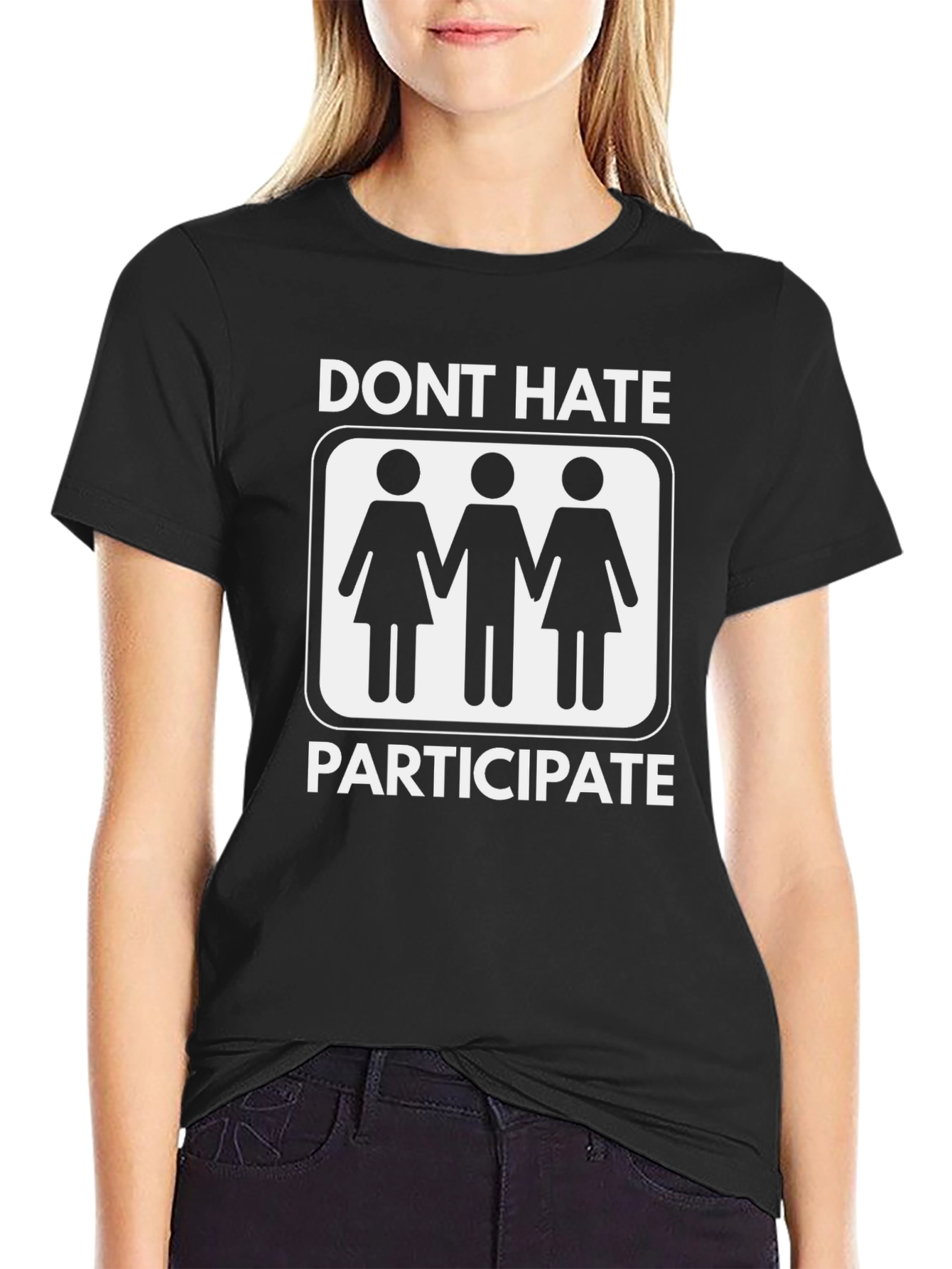 Black Dont Hate Participate Graphic T-Shirt - Black view 2