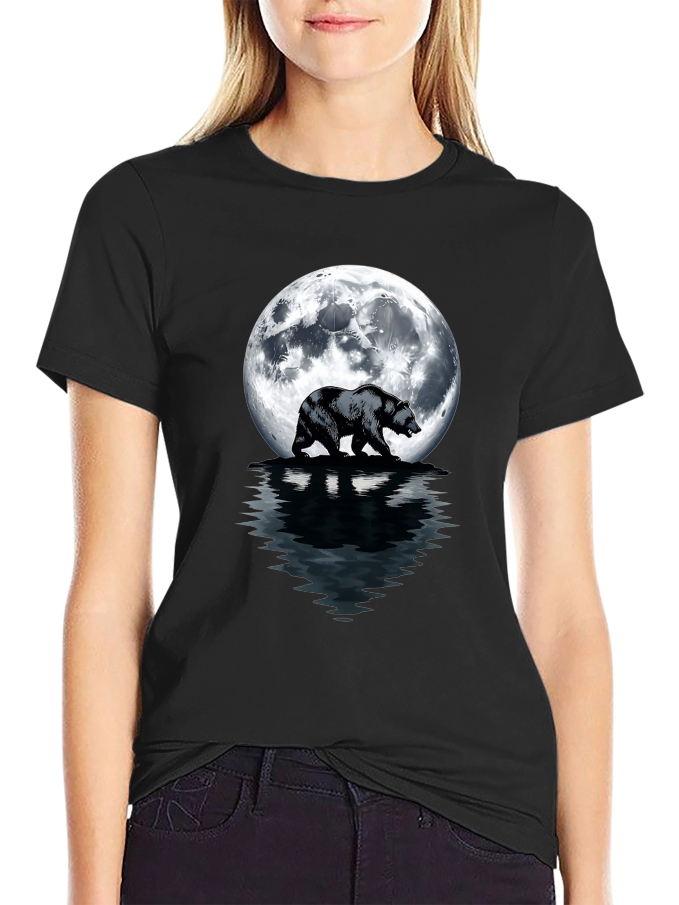 Bear Moon T-Shirt - Men's Black Graphic Tee - 2
