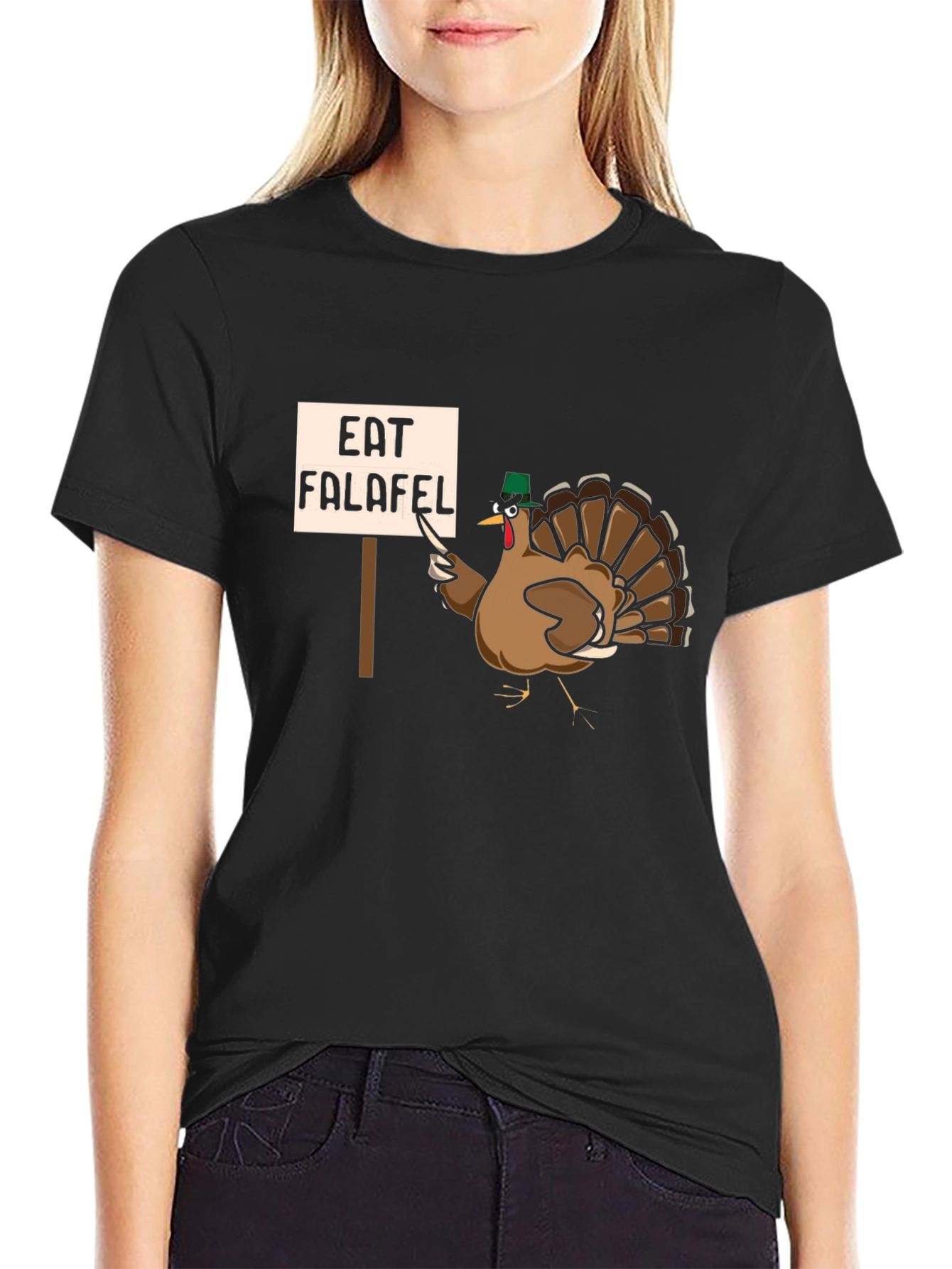 Black Eat Falafel Turkey Humor T-Shirt view 2