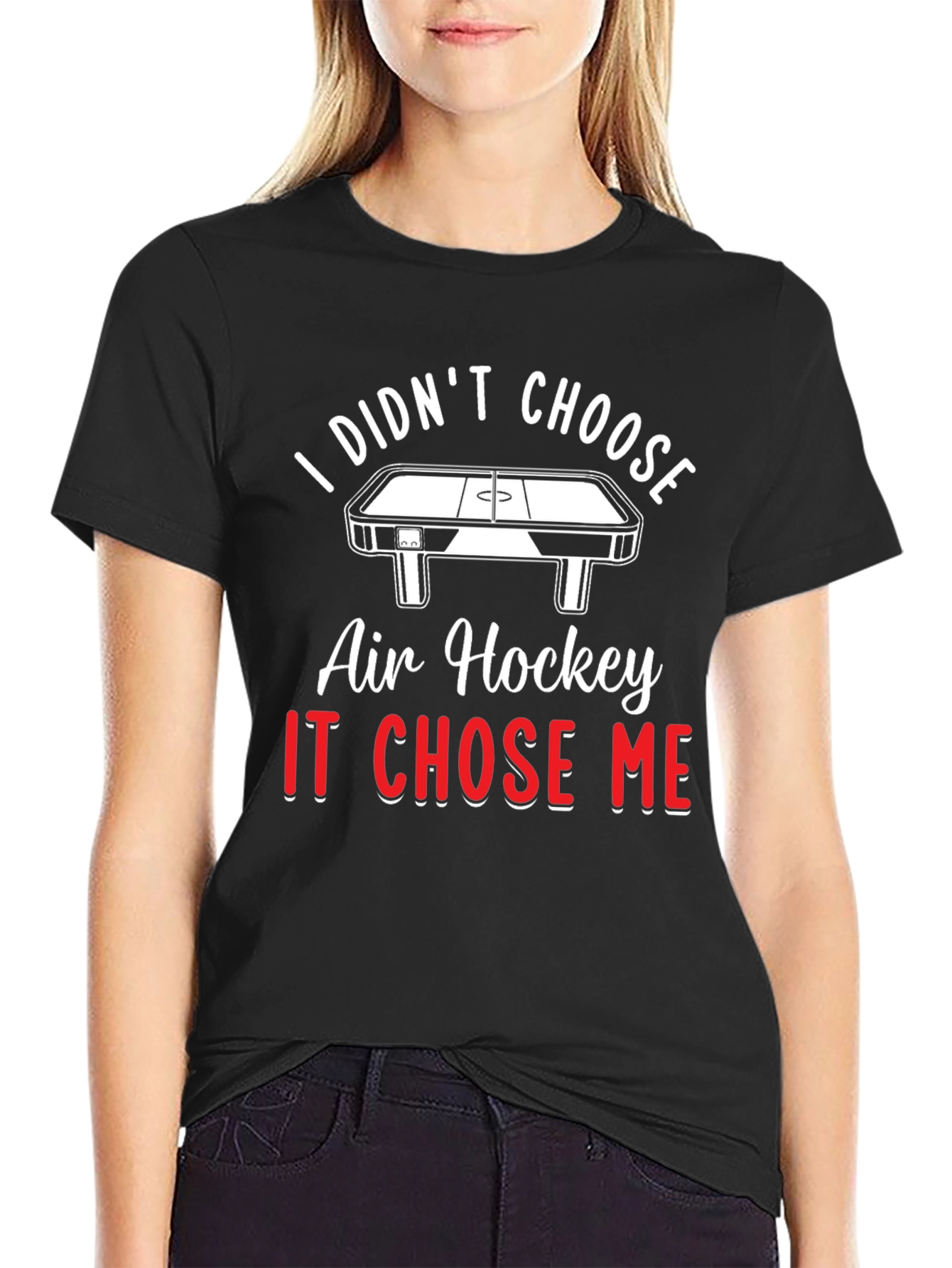 Black Air Hockey Chose Me T-Shirt - Novelty Graphic Tee view 2