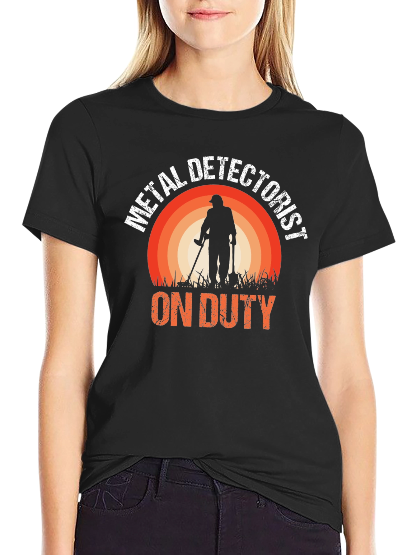 Black Metal Detectorist On Duty T-Shirt - Black view 2