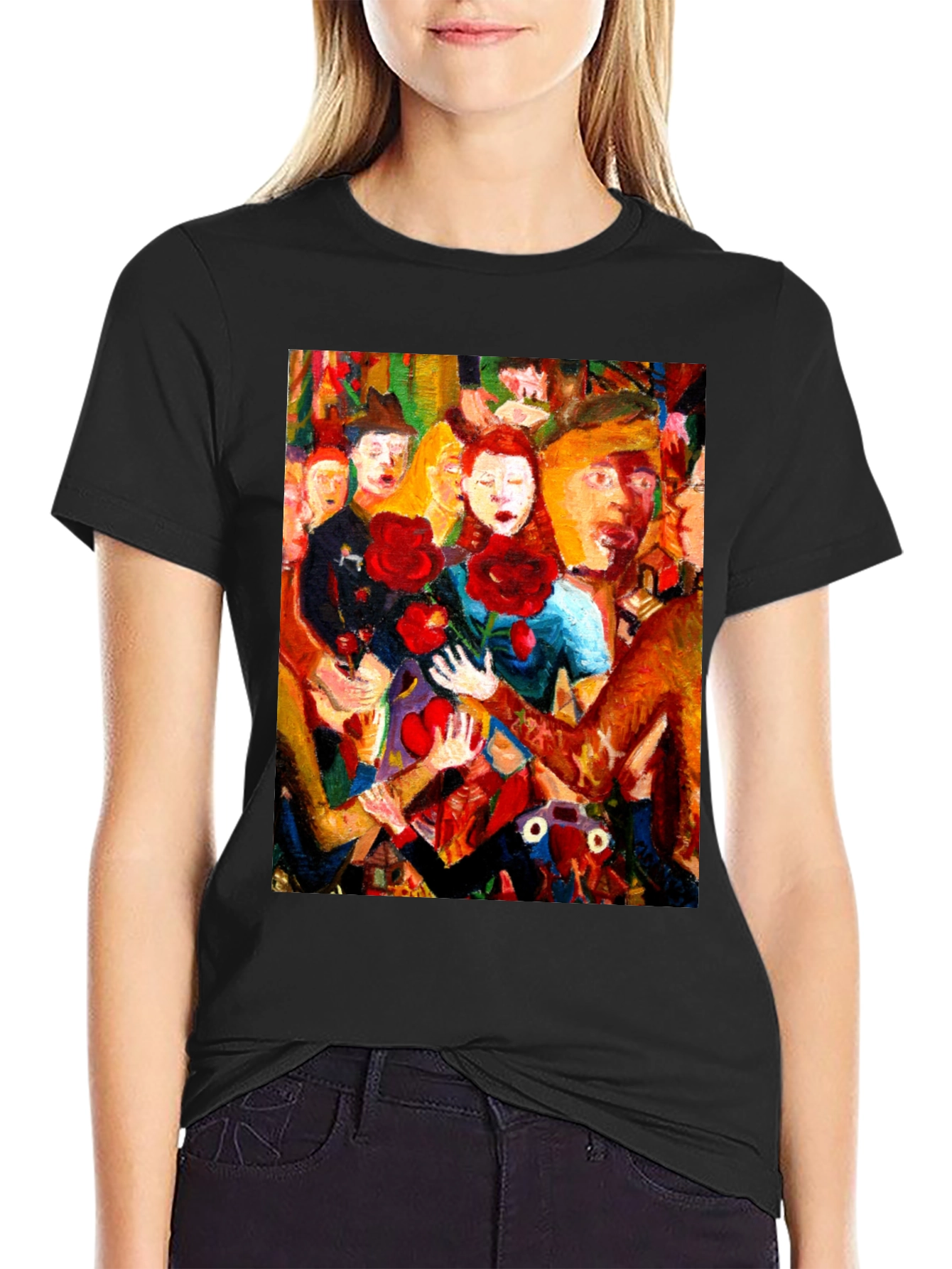 Black Expressionist Painting Graphic Tee view 2