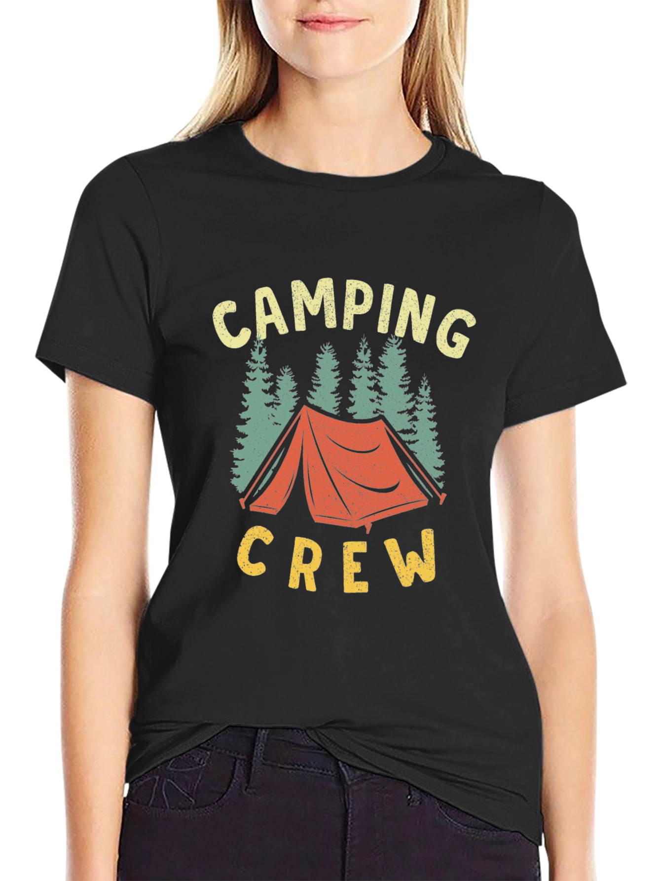 Black Camping Crew Graphic Tee - Black Cotton view 2