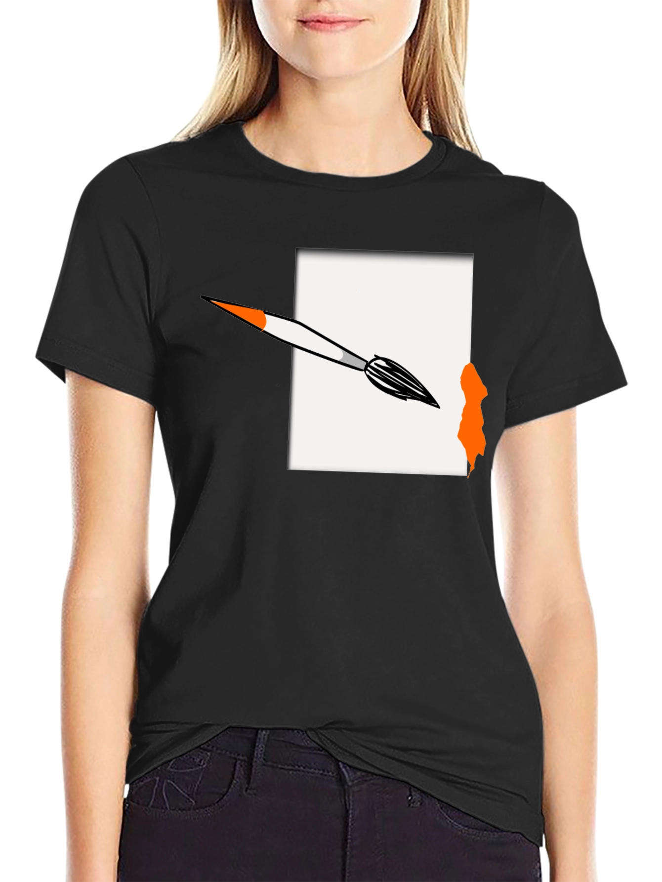 Black Artistic Brushstroke Graphic Tee view 2