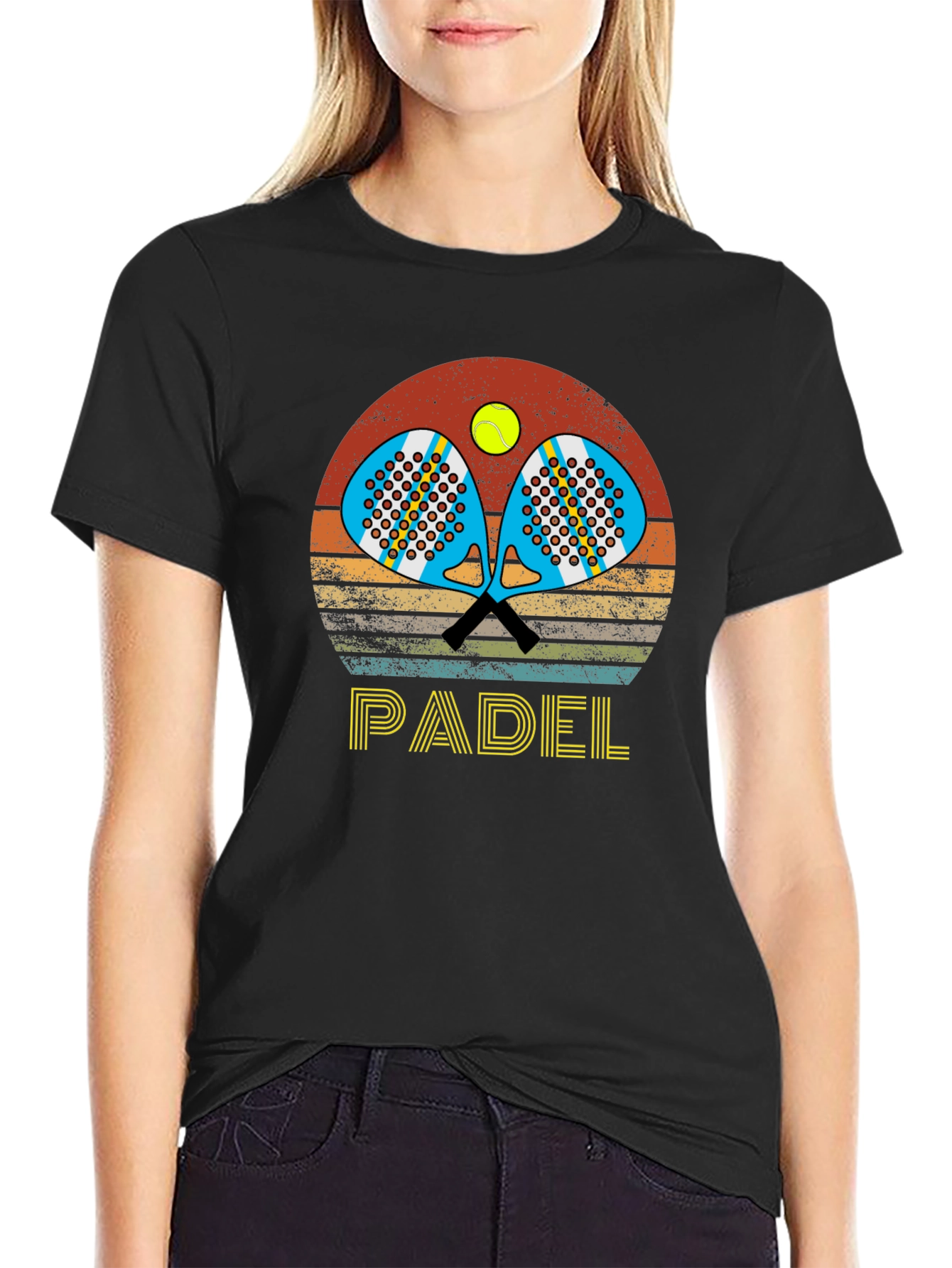 Black Retro Padel T-Shirt: Vintage Sportswear view 2