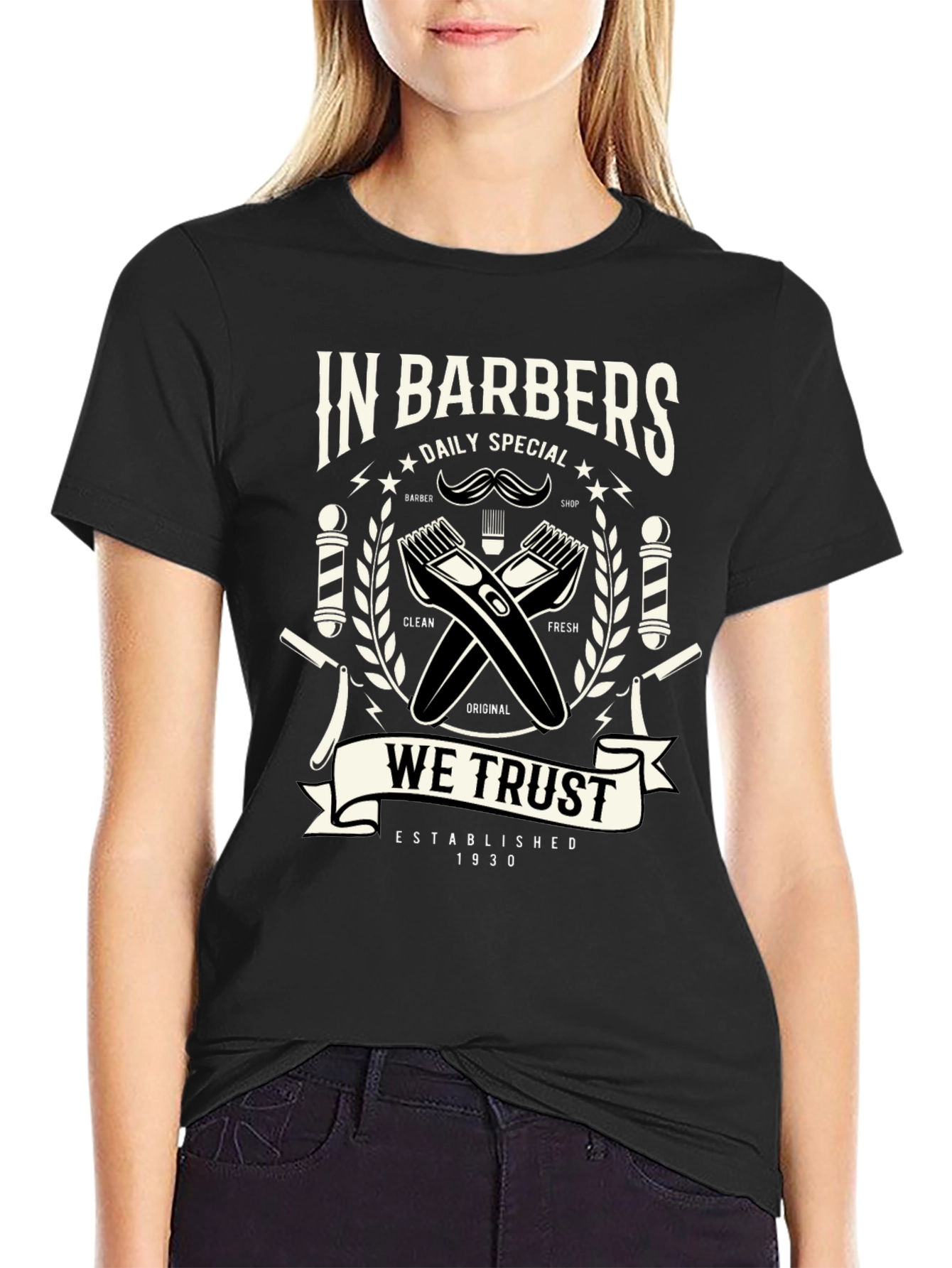 Black Barber Shop Graphic T-Shirt - Established 1930 view 2