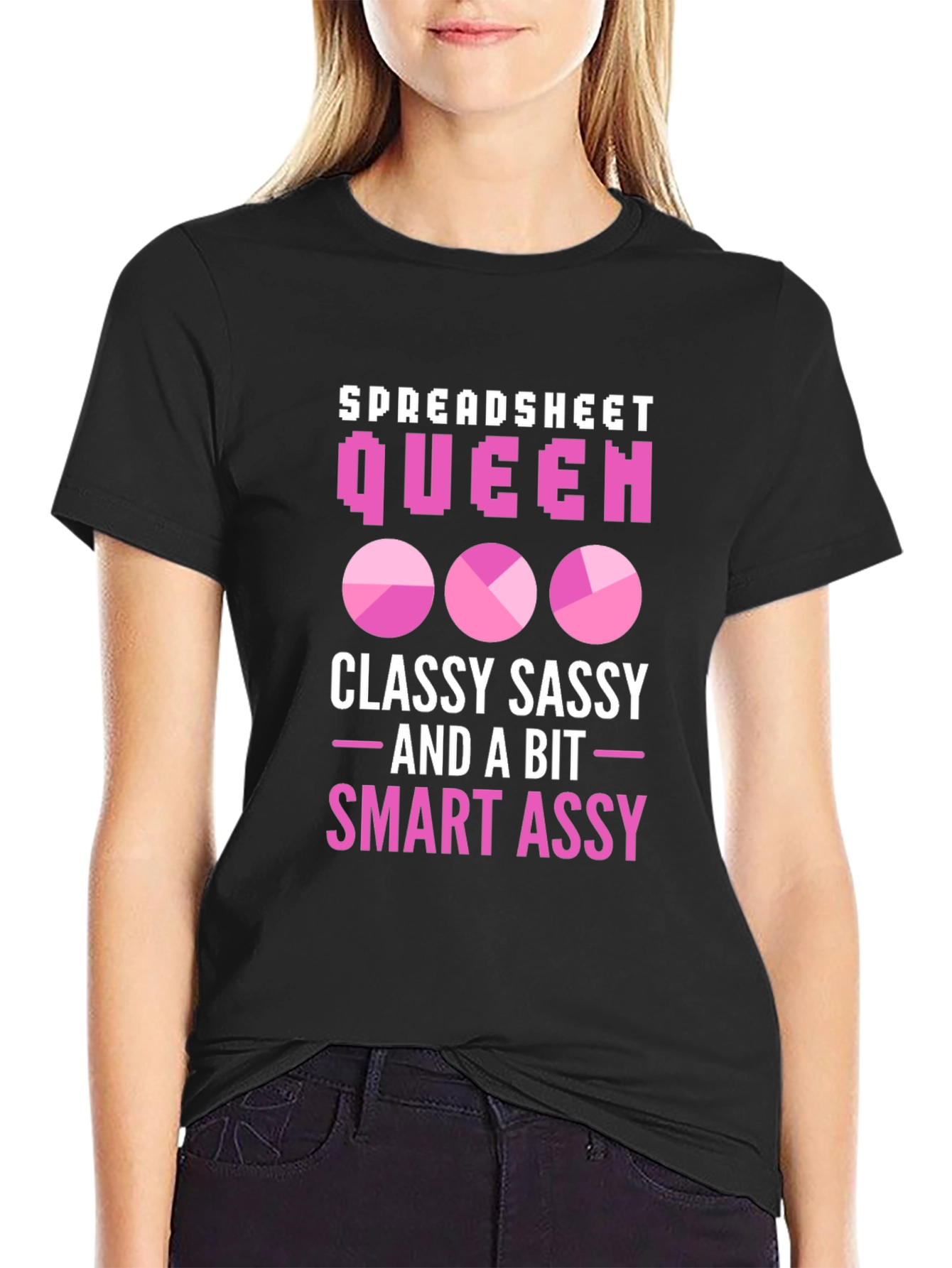 Black Spreadsheet Queen T-Shirt - Classy, Sassy, and Smart Assy Tee view 2