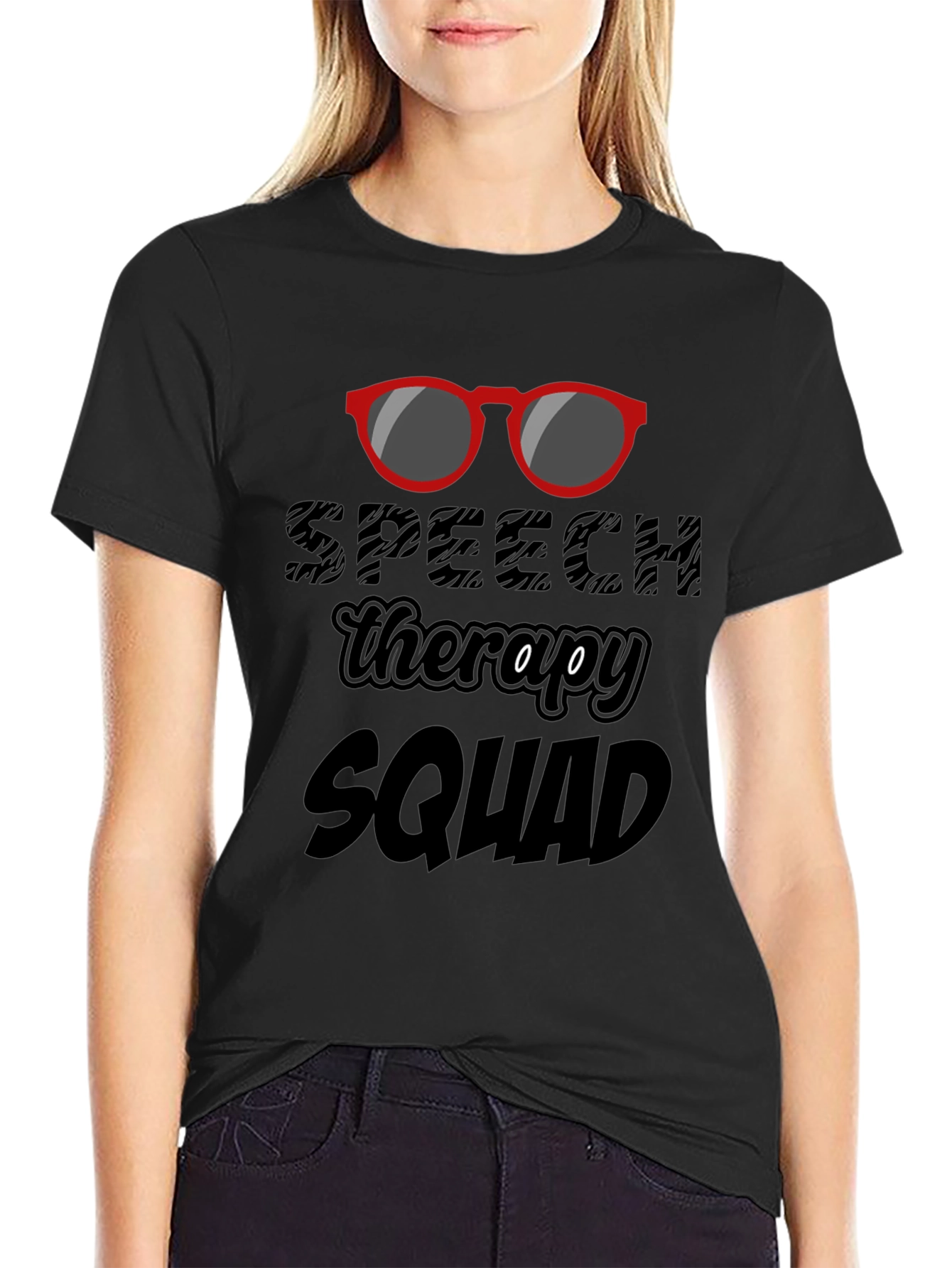 Black Speech Therapy Squad Black T-Shirt view 2