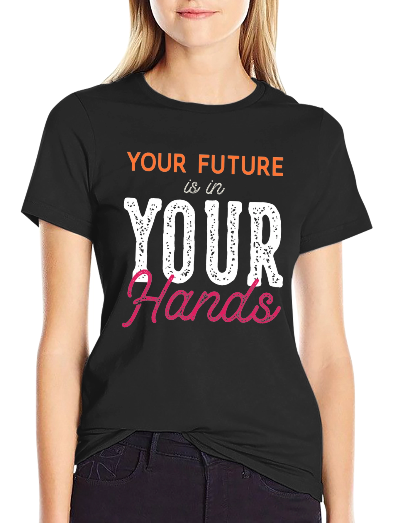 Black Future in Your Hands Graphic Tee - Motivational Design view 2