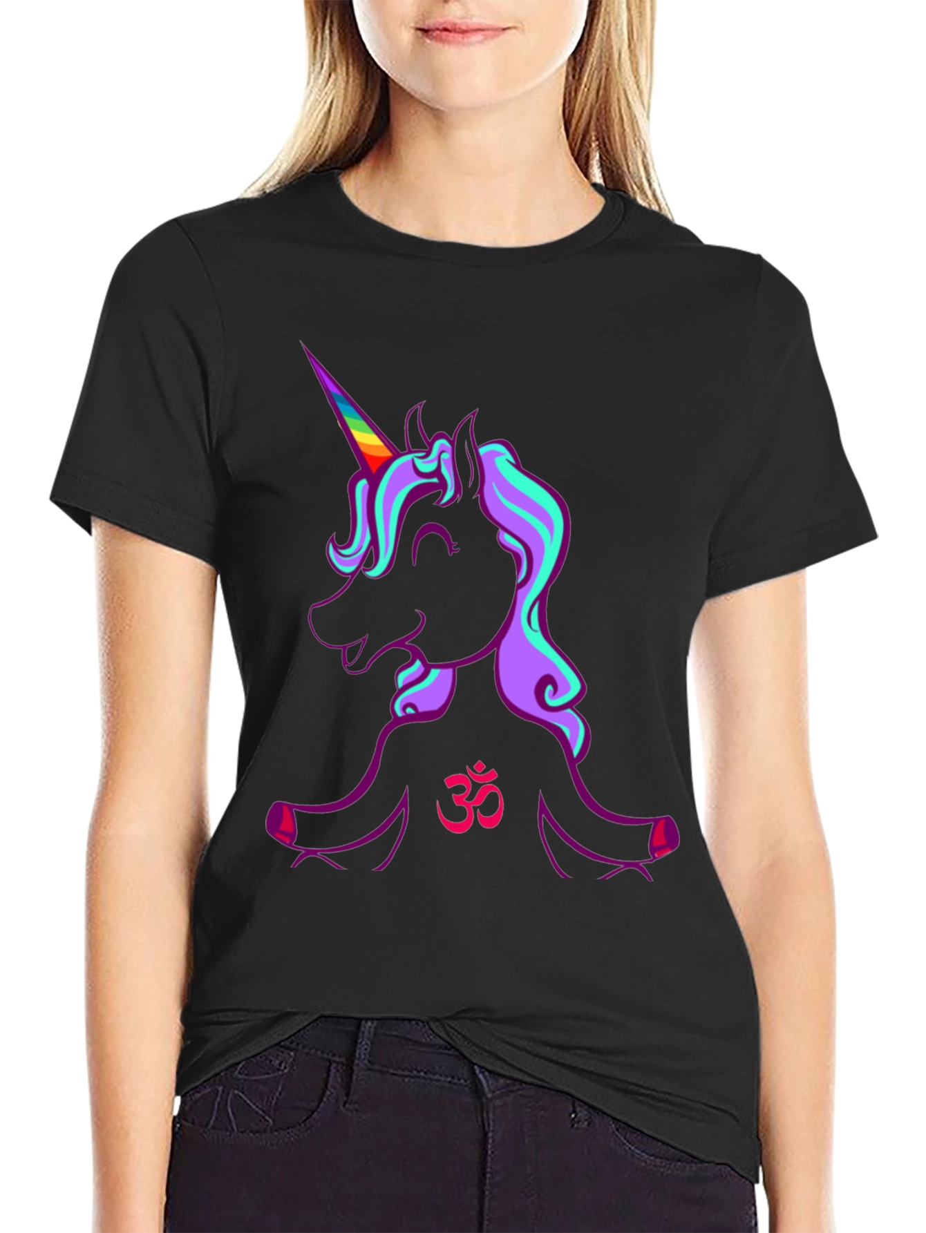 Black Unicorn OM T-Shirt - Spiritual Graphic Tee view 2