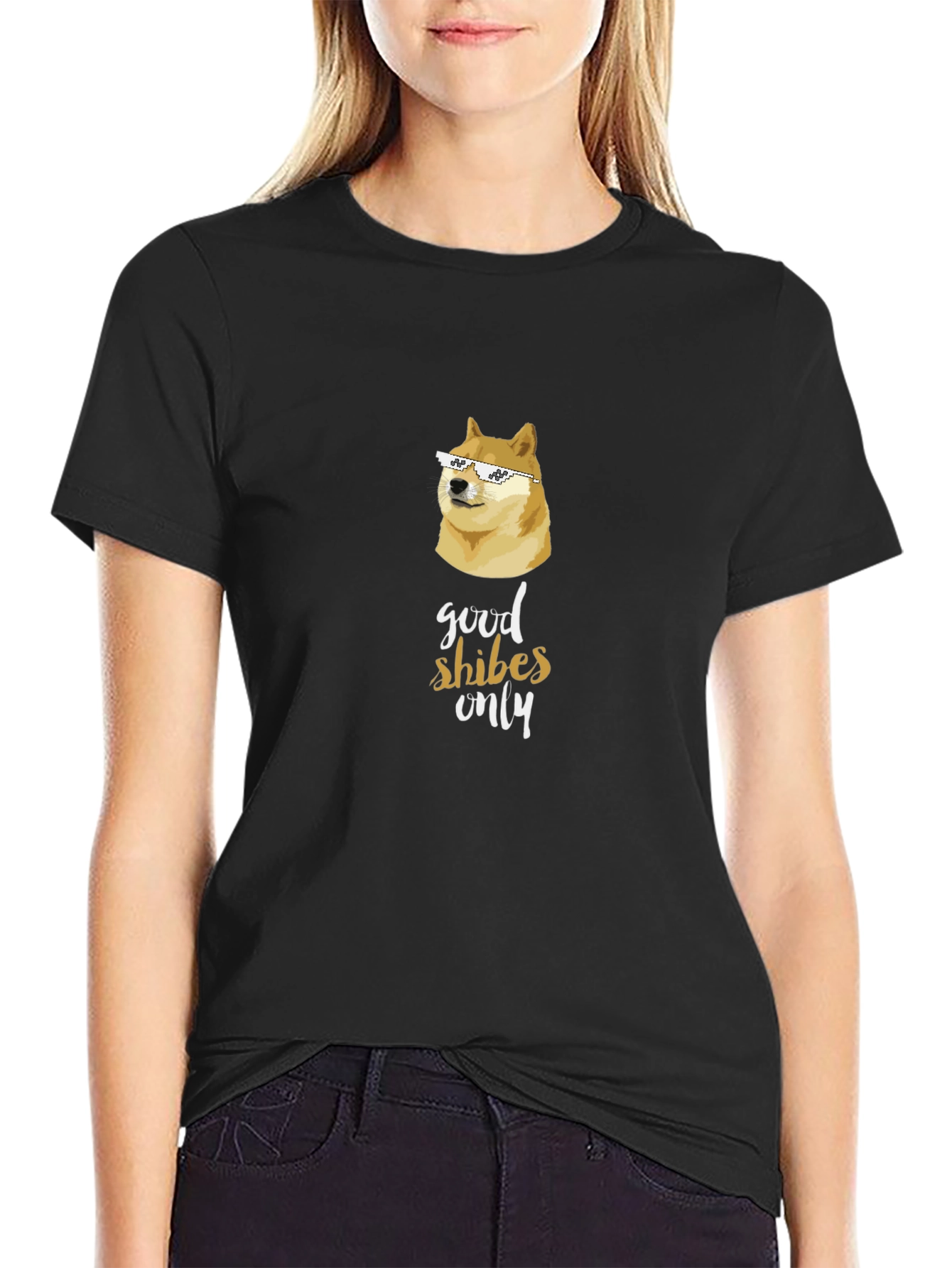 Black Good Shibes Only Black T-Shirt view 2