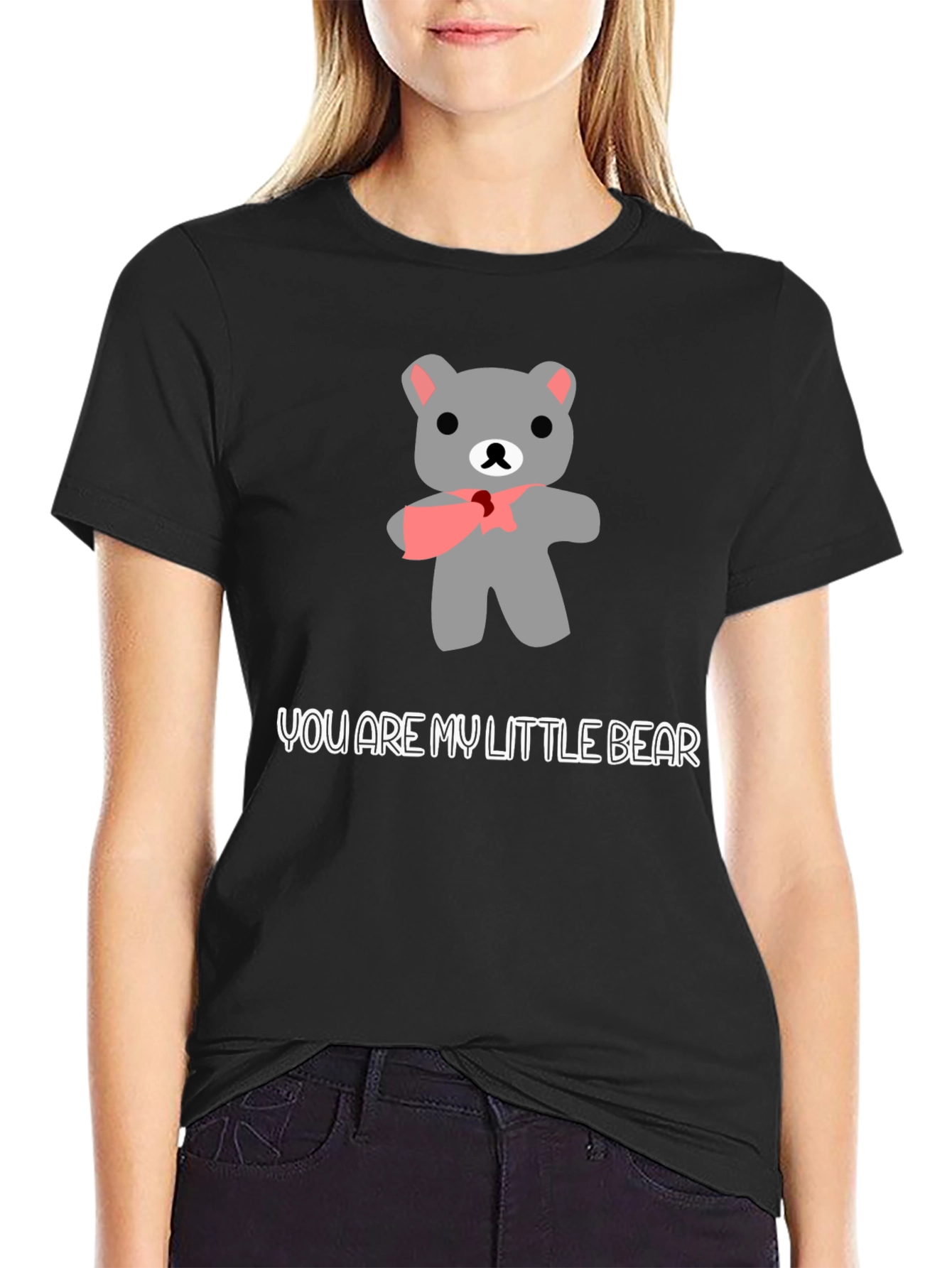 Black Cute Bear Graphic Tee - 'You Are My Little Bear' view 2