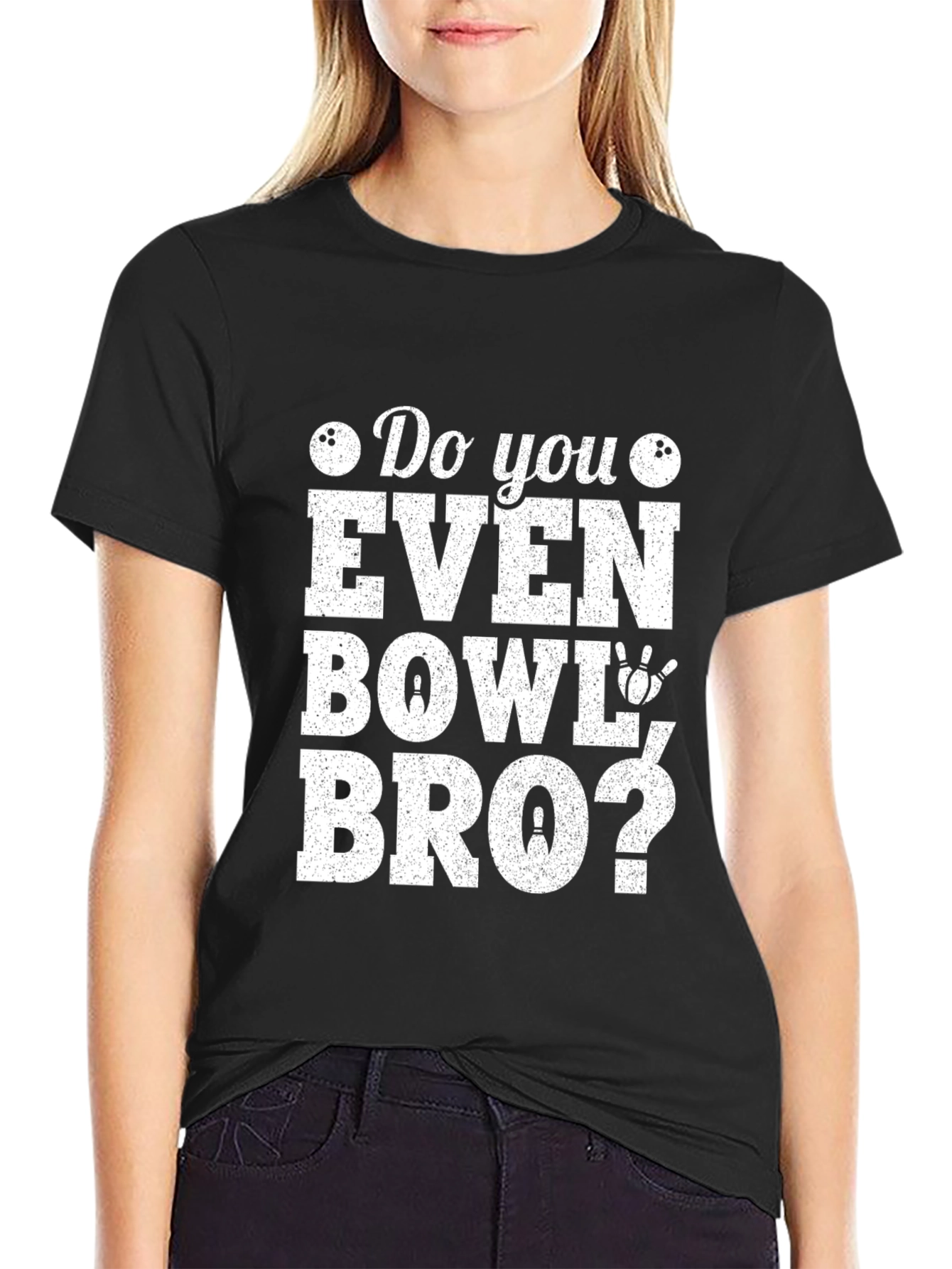 Black Do You Even Bowl Bro? Graphic Tee view 2