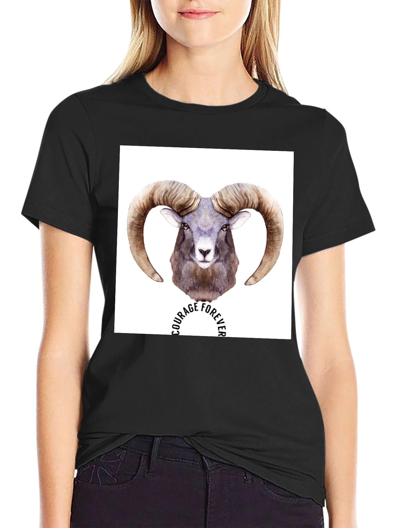 Black Courage Forever Ram Graphic T-Shirt - Black view 2