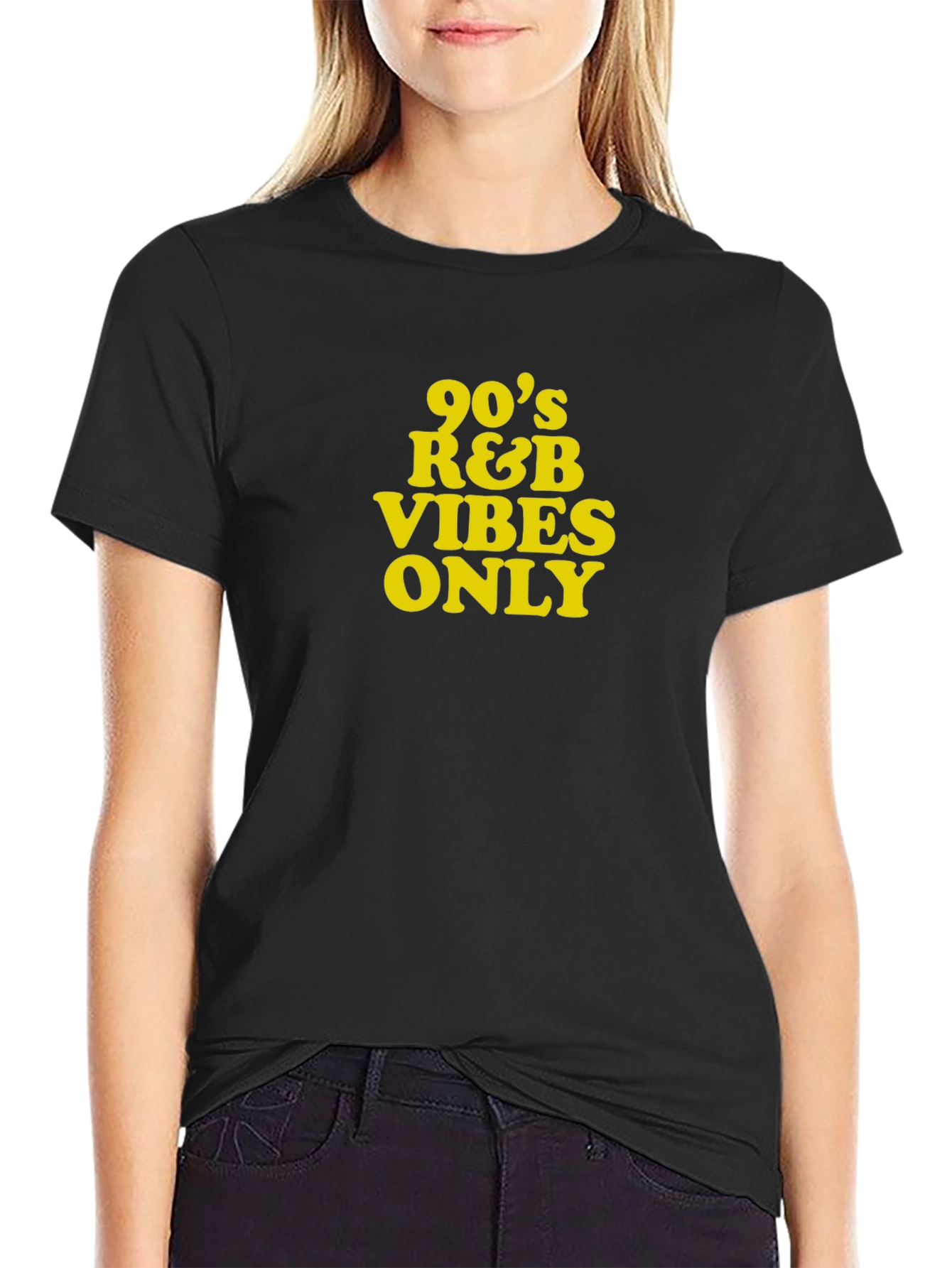 Black 90's R&B Vibes Only Black T-Shirt view 2