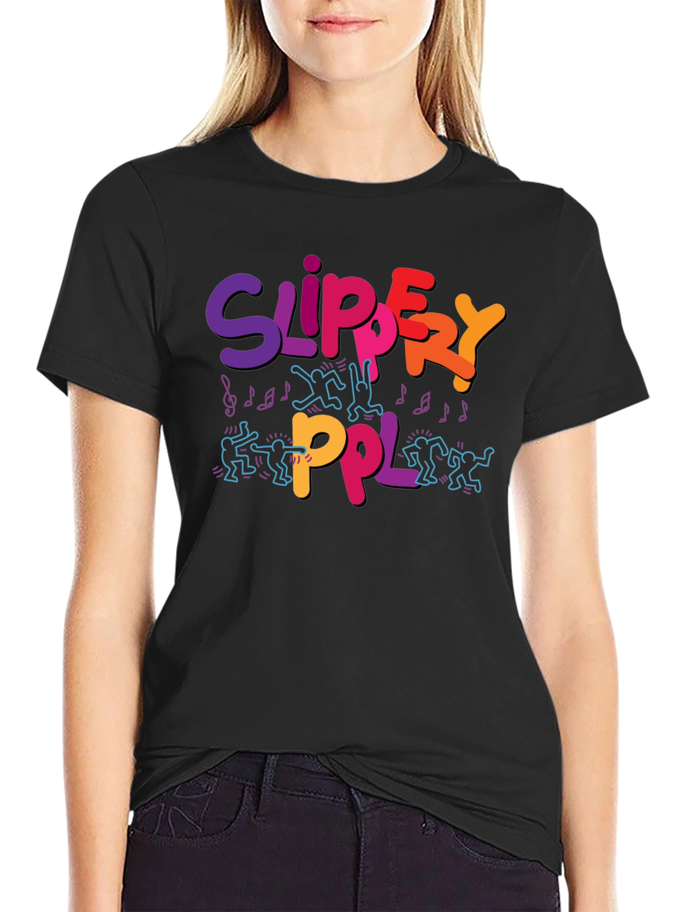 Black Slippery PPL Graphic T-Shirt - Black view 2