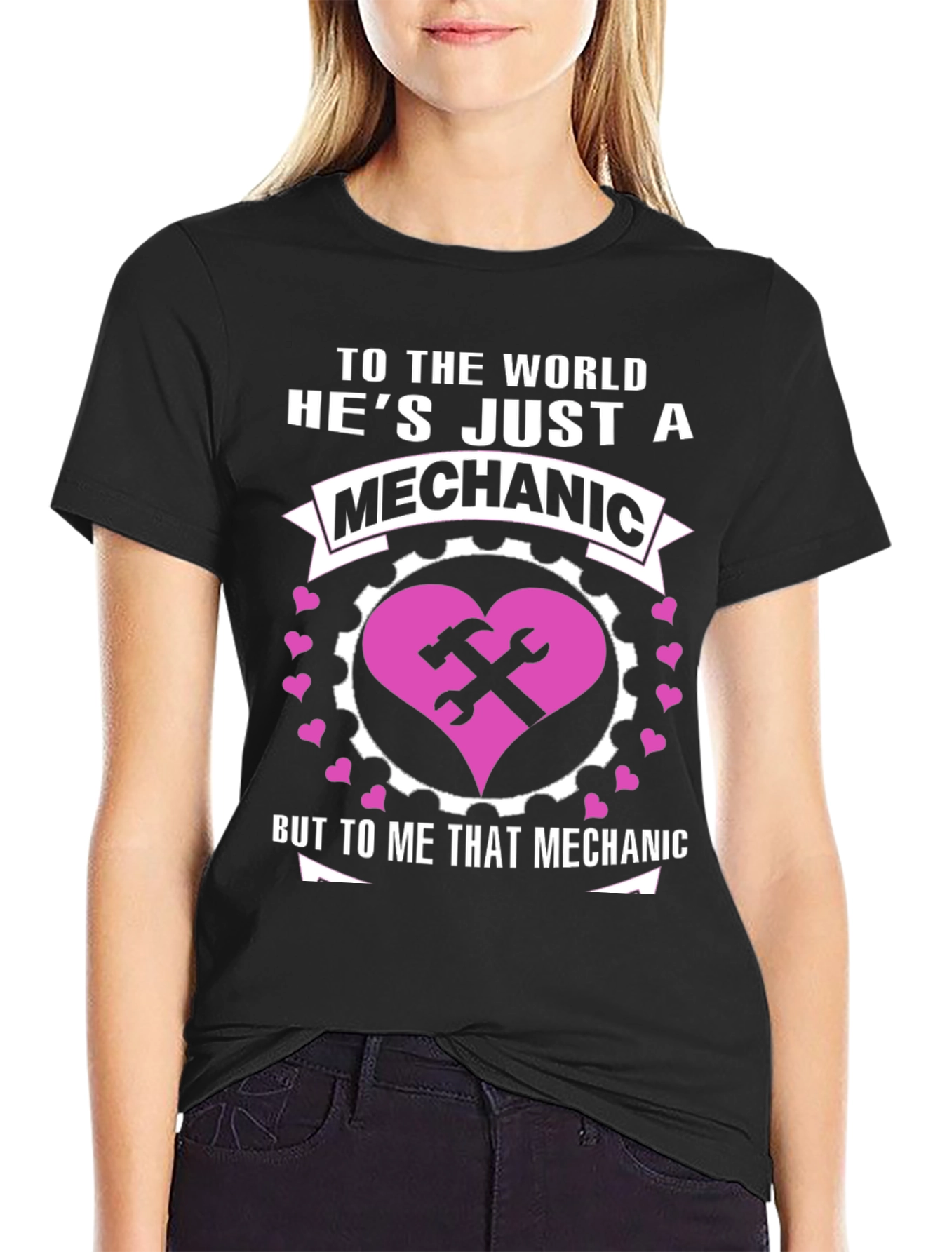 Black Mechanic Love Tee - Gift for Her view 2
