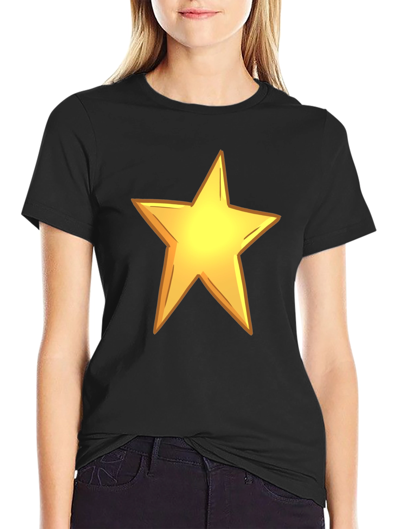 Black Bold Star Graphic Black Tee view 2