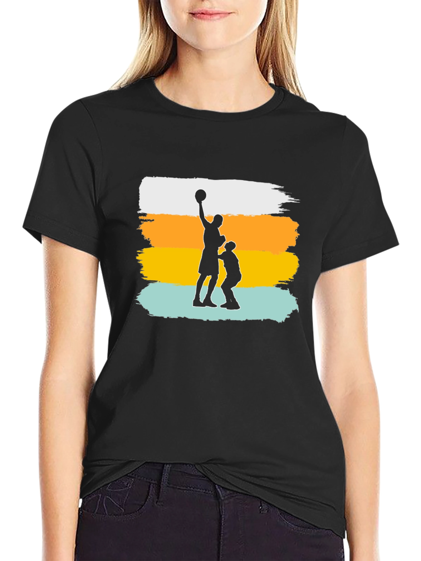Black Basketball Silhouette T-Shirt view 2