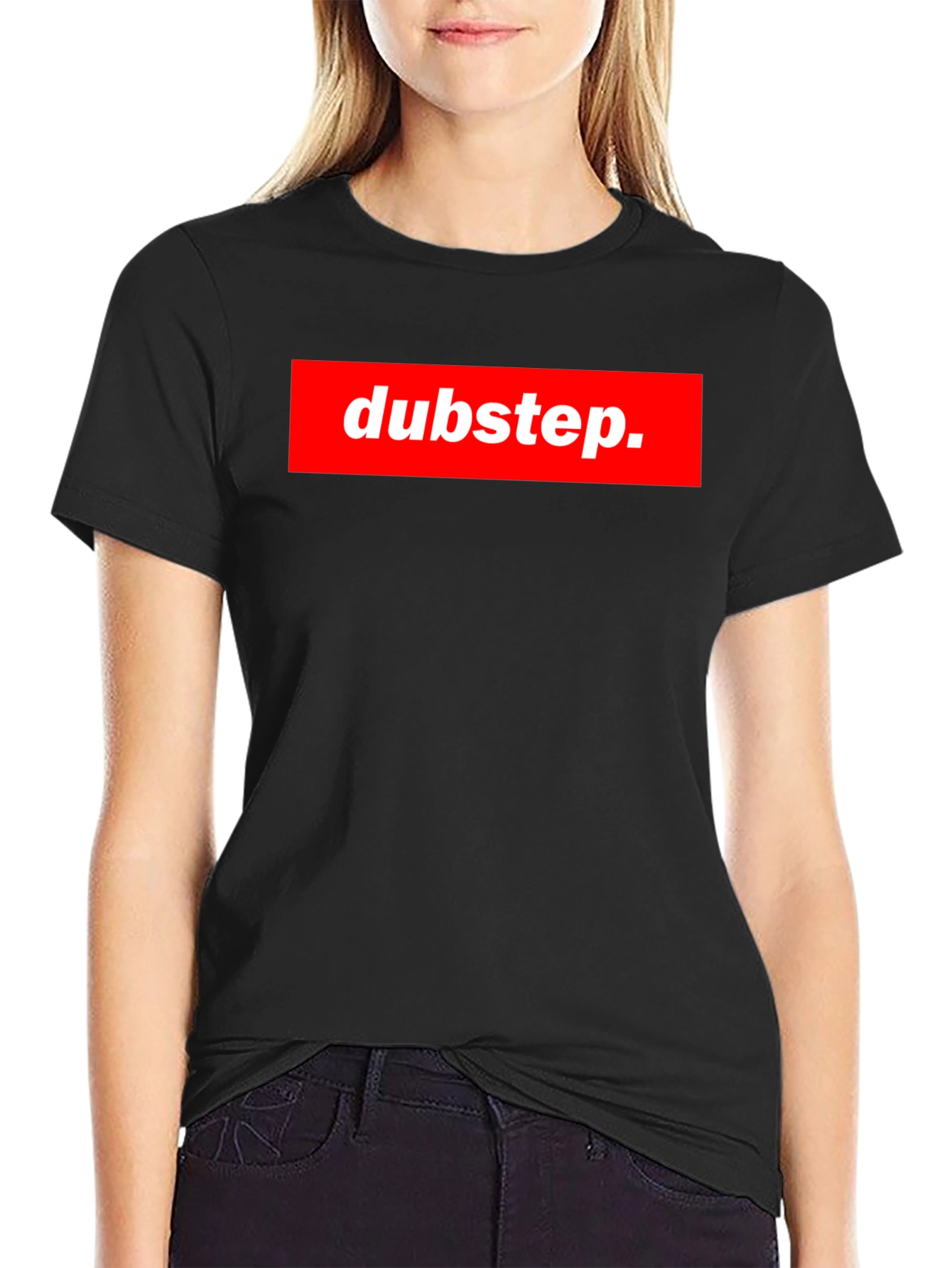 Black Dubstep Graphic Tee - Black Crew Neck T-Shirt view 2