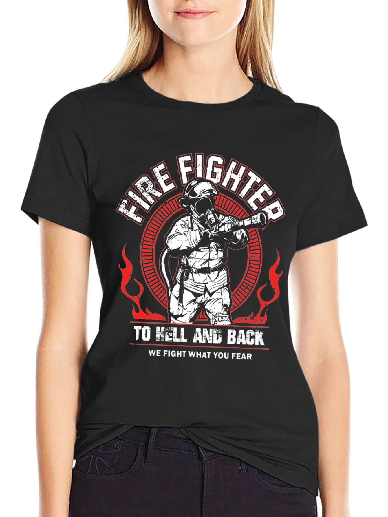 Black Firefighter To Hell And Back T-Shirt view 2