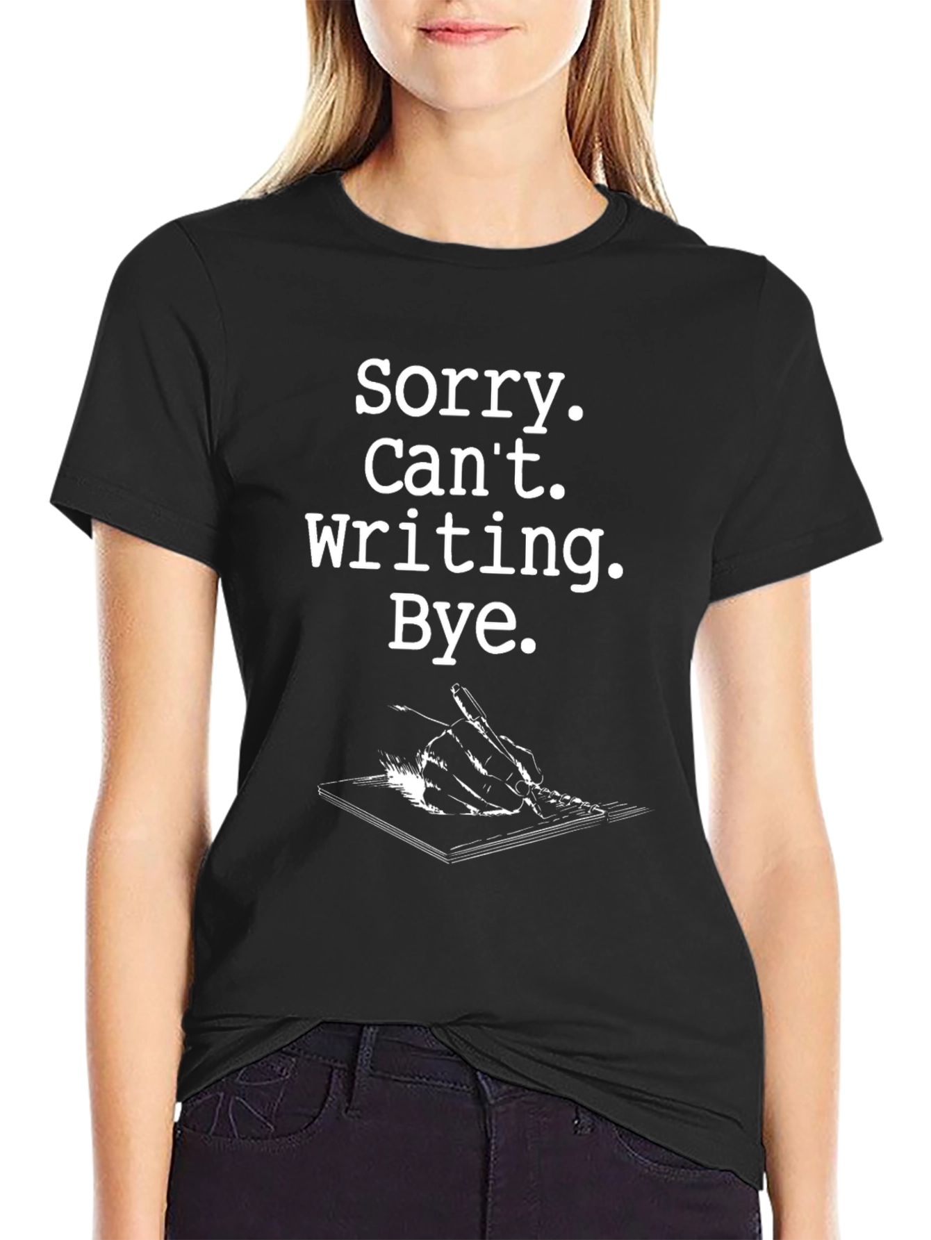 Black Sorry, Can't, Writing T-Shirt - Black view 2