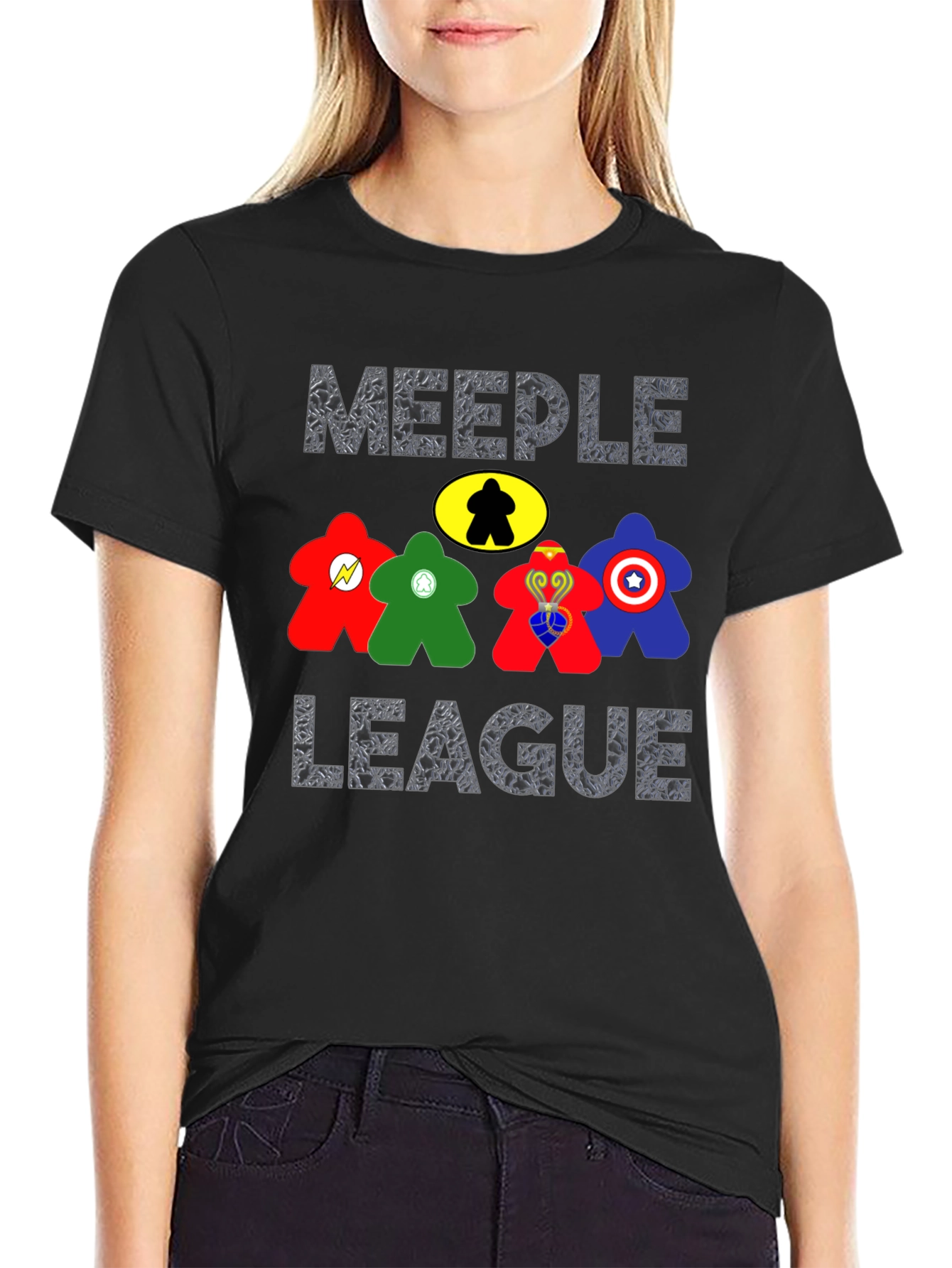 Black Meeple League T-Shirt - Board Game Geek Apparel view 2