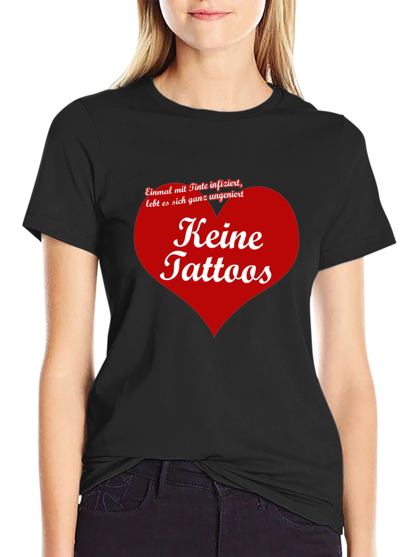 Black Keine Tattoos Graphic Tee - Anti-Tattoo Humor T-Shirt view 2
