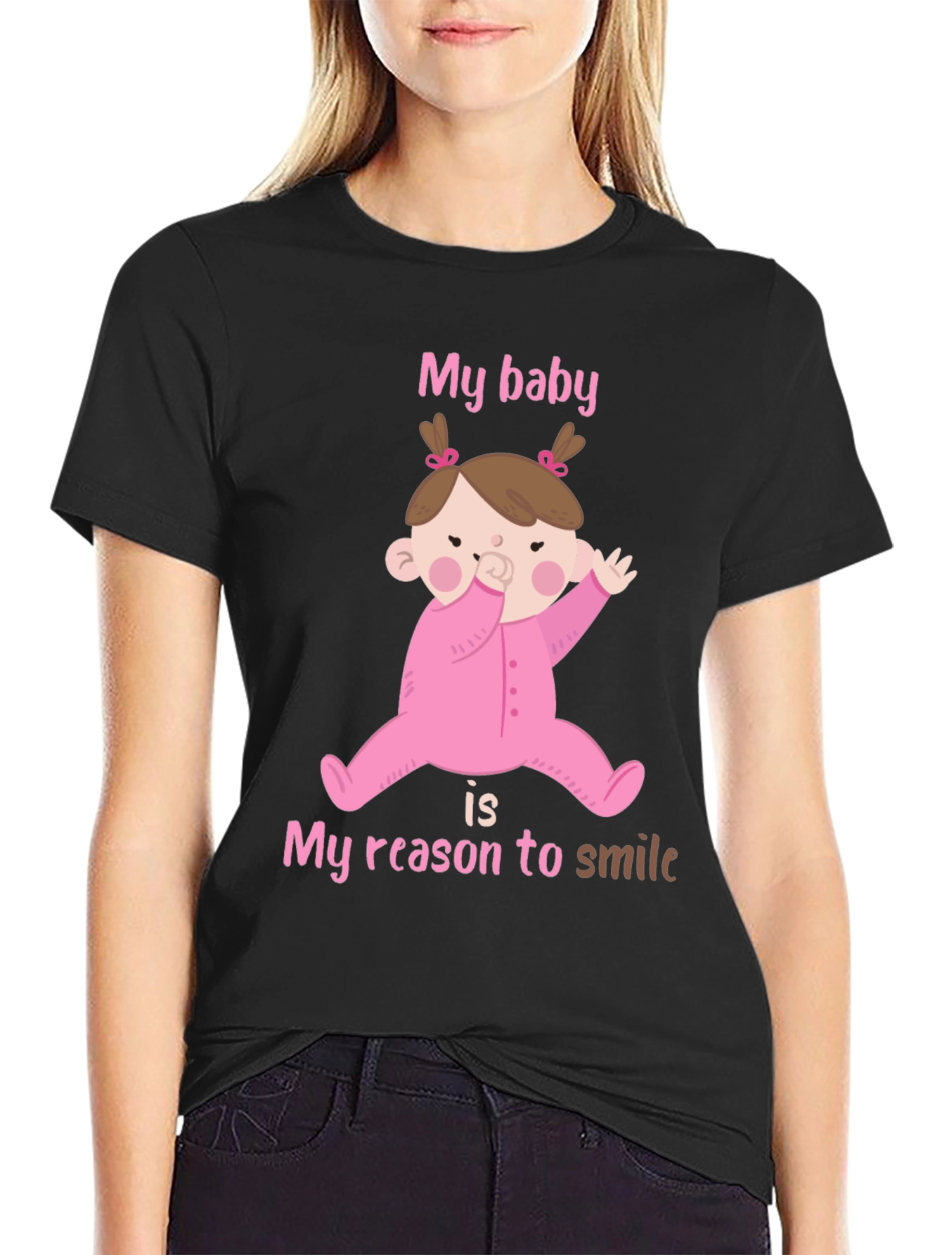 Black My Baby, My Reason To Smile T-Shirt view 2