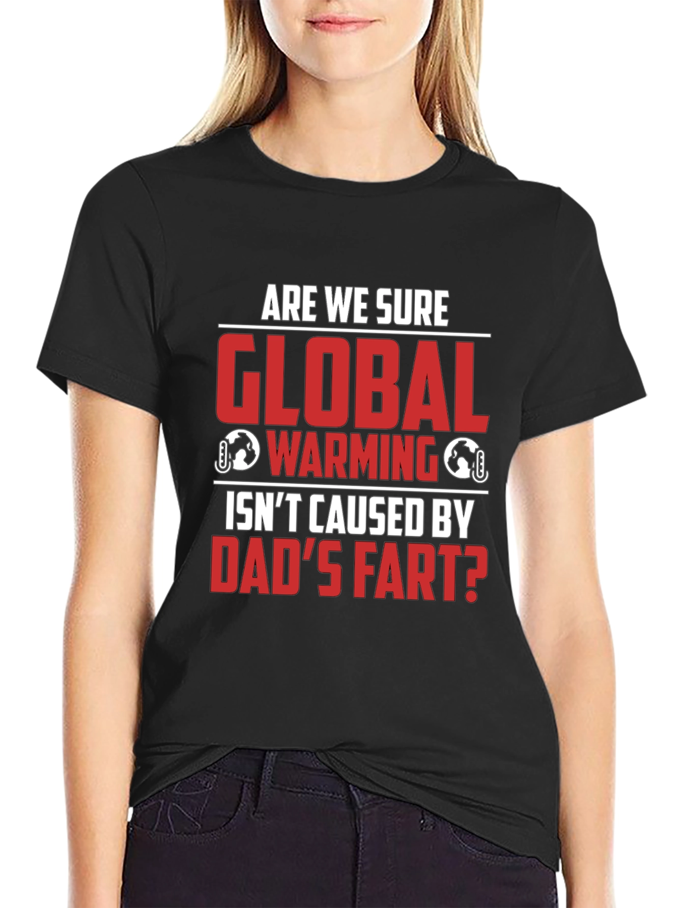 Black Dad's Fart Global Warming Humor Tee view 2