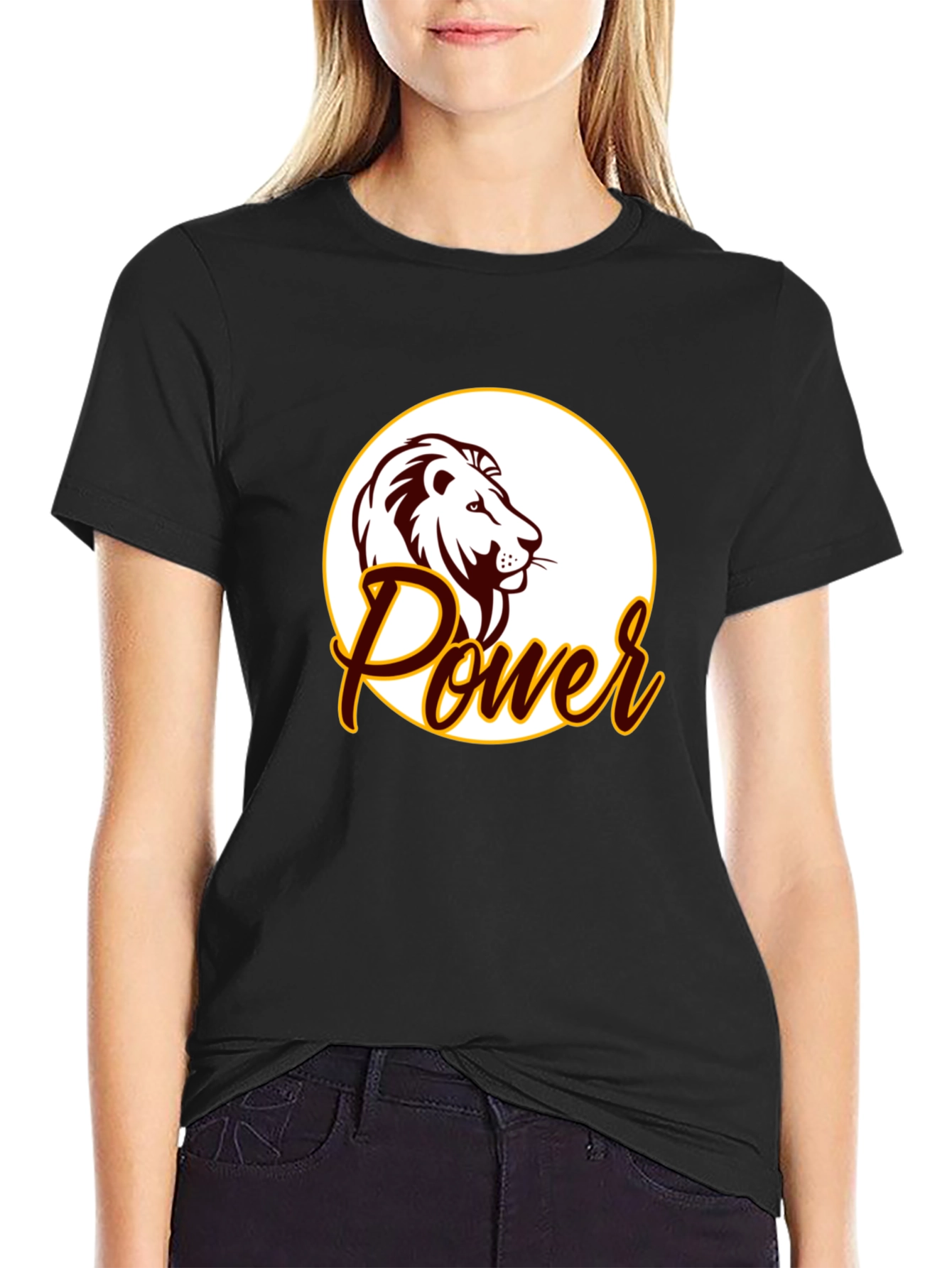 Black Power Lion Graphic Tee - Black Cotton Blend view 2