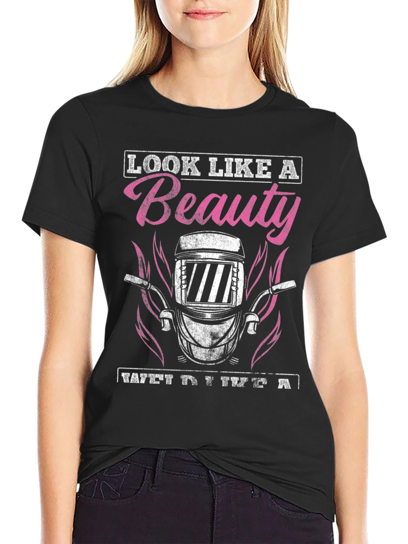 Black Beauty Welder Graphic T-Shirt - Black Cotton Blend view 2