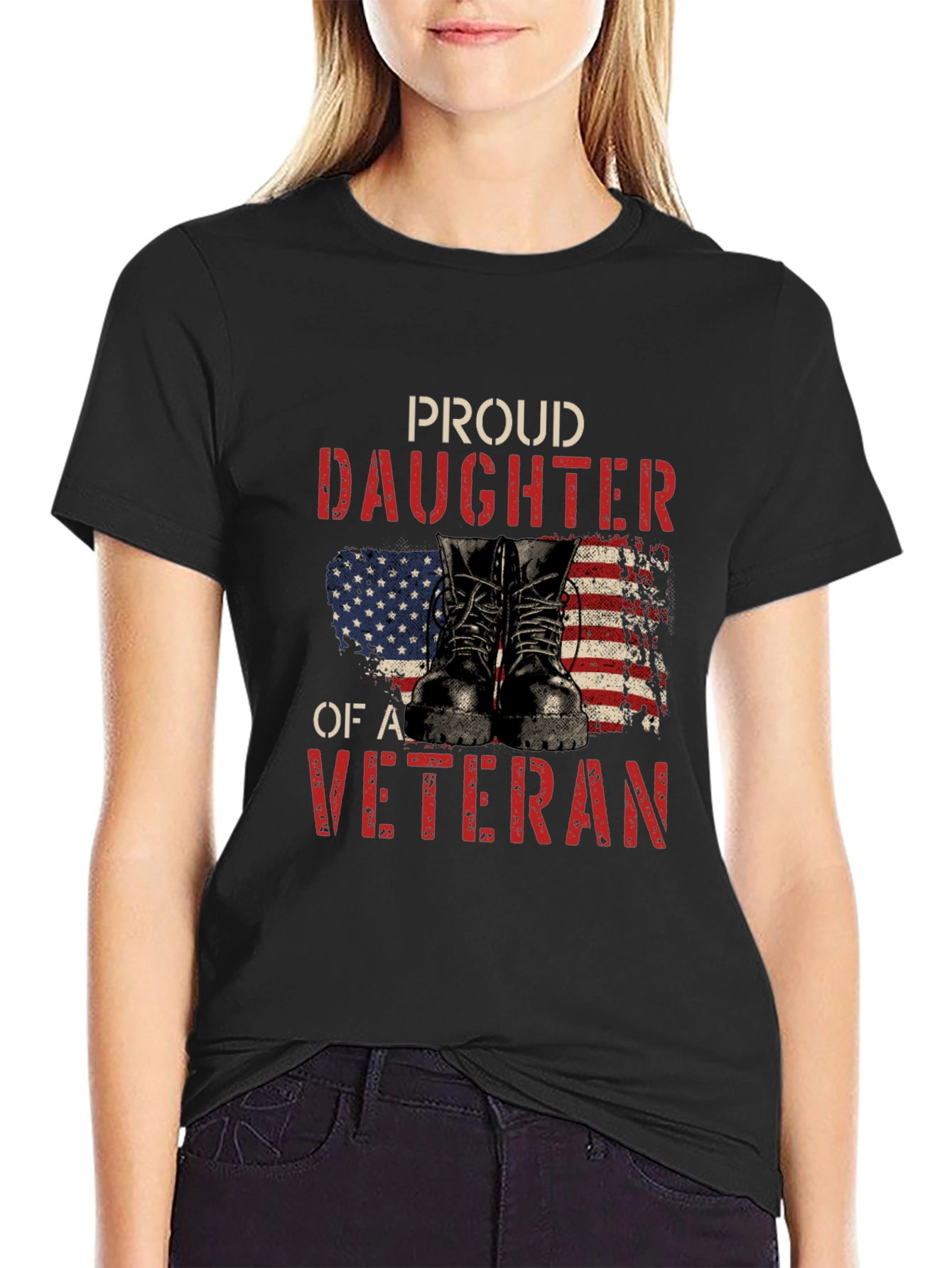 Black Proud Daughter of a Veteran Graphic Tee view 2