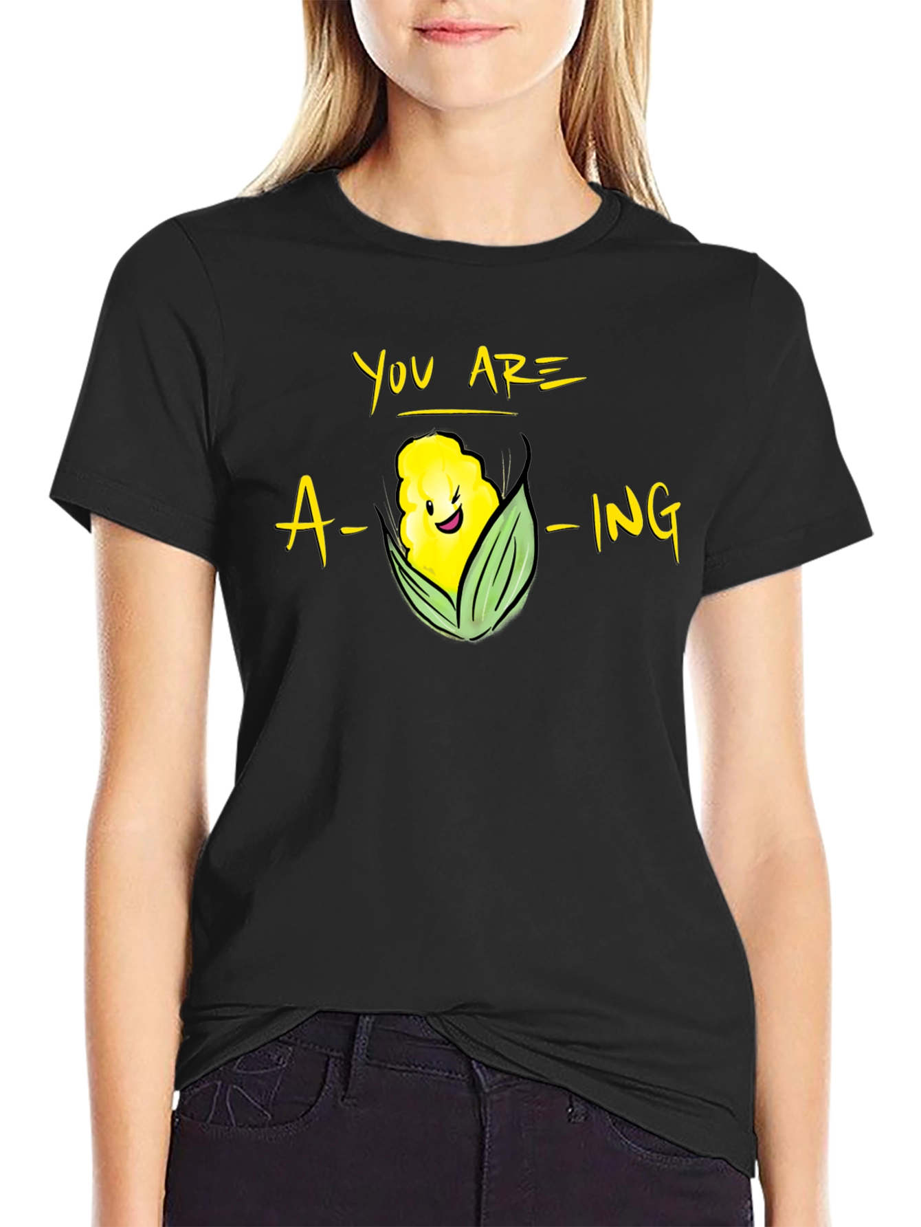 Black You Are A-Maize-Ing T-Shirt - Funny Corn Pun Tee view 2