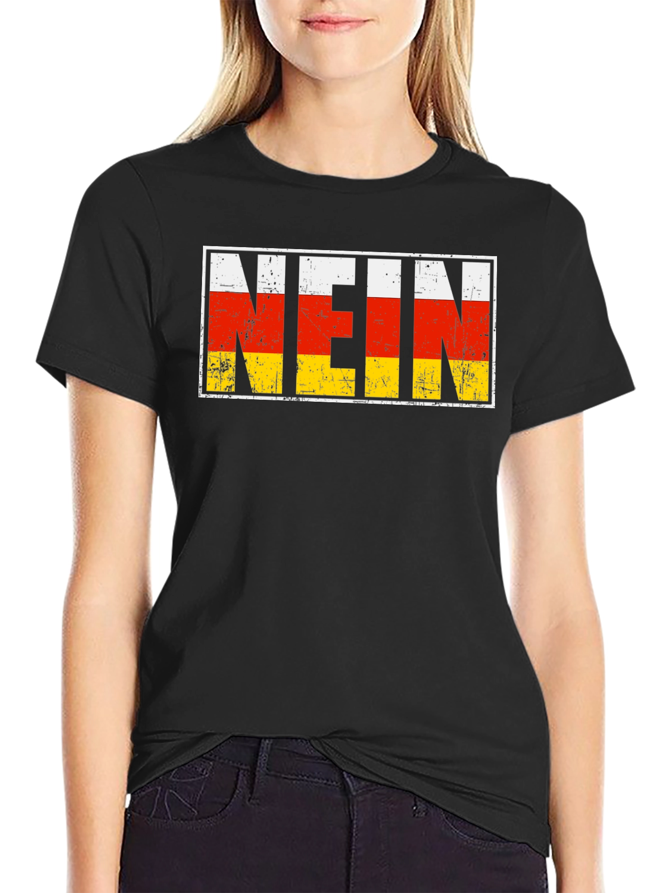 Black NEIN Germany Flag T-Shirt view 2