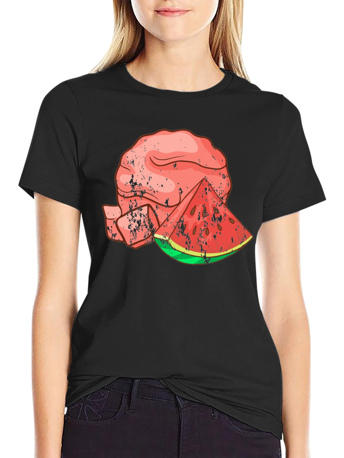 Black Watermelon Brain Graphic Tee - Cool Summer Style view 2
