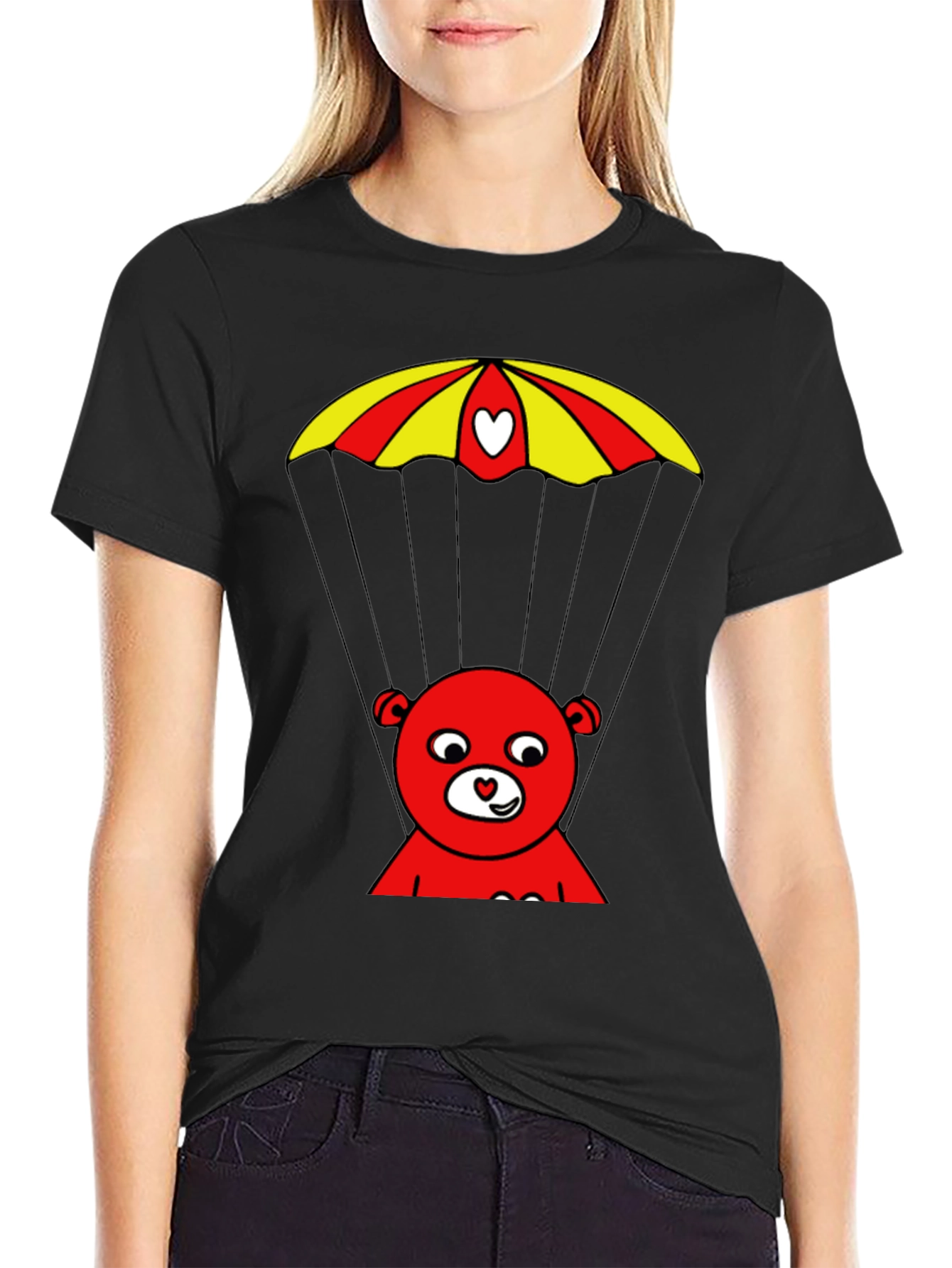 Black Red Bear Parachute Graphic Tee view 2