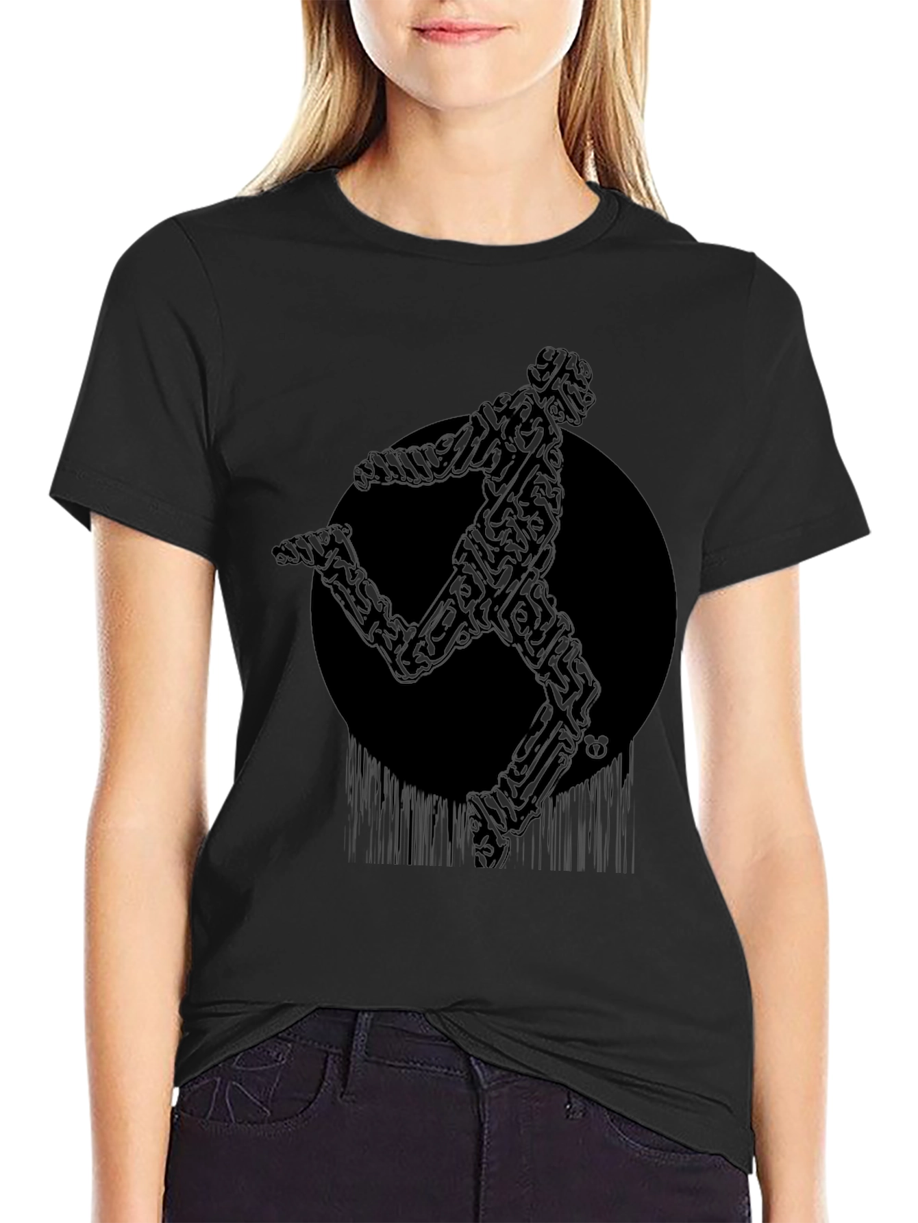 Black Abstract Runner Graphic T-Shirt view 2