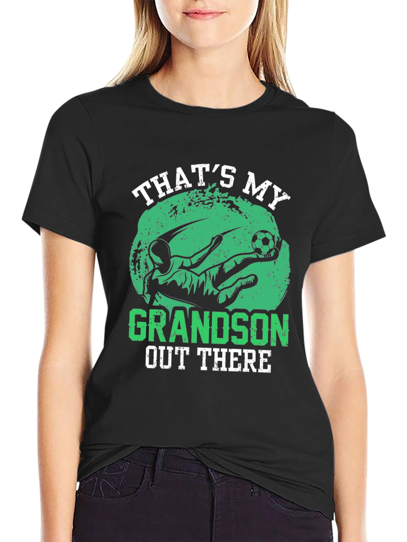 Black That's My Grandson Soccer Graphic T-Shirt view 2