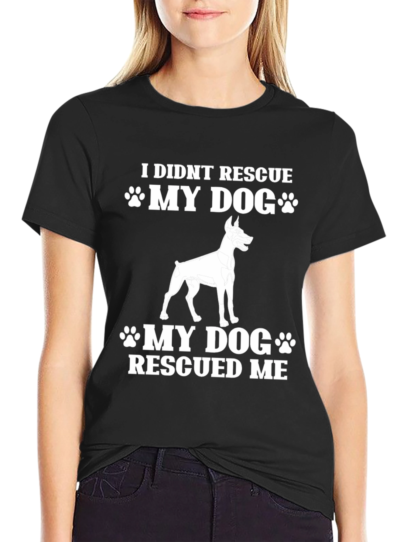 Black Dog Rescue T-Shirt - My Dog Rescued Me view 2