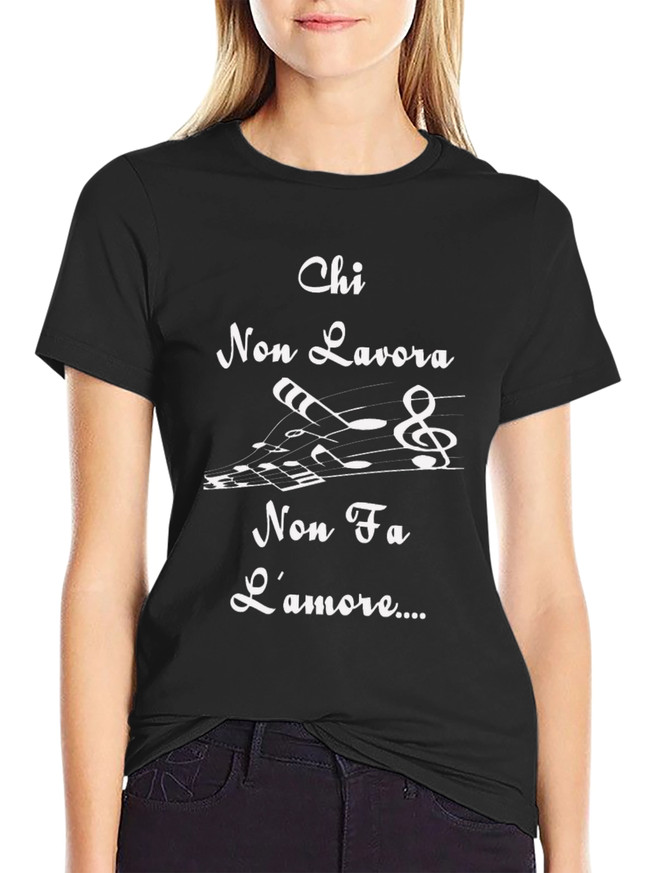 Black Chi Non Lavora T-Shirt - Italian Saying view 2
