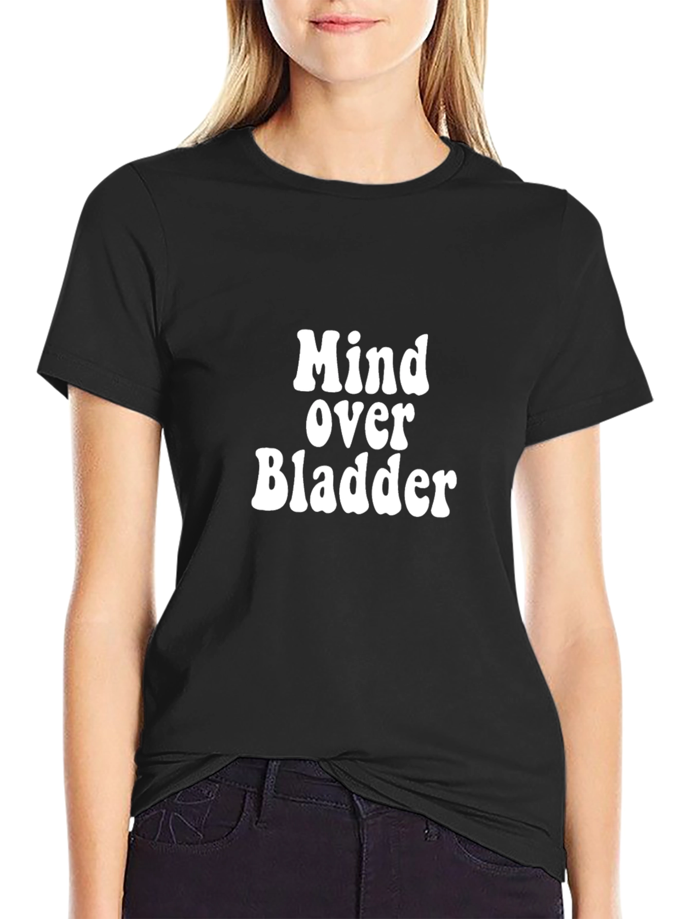 Black Mind Over Bladder Black Graphic T-Shirt view 2