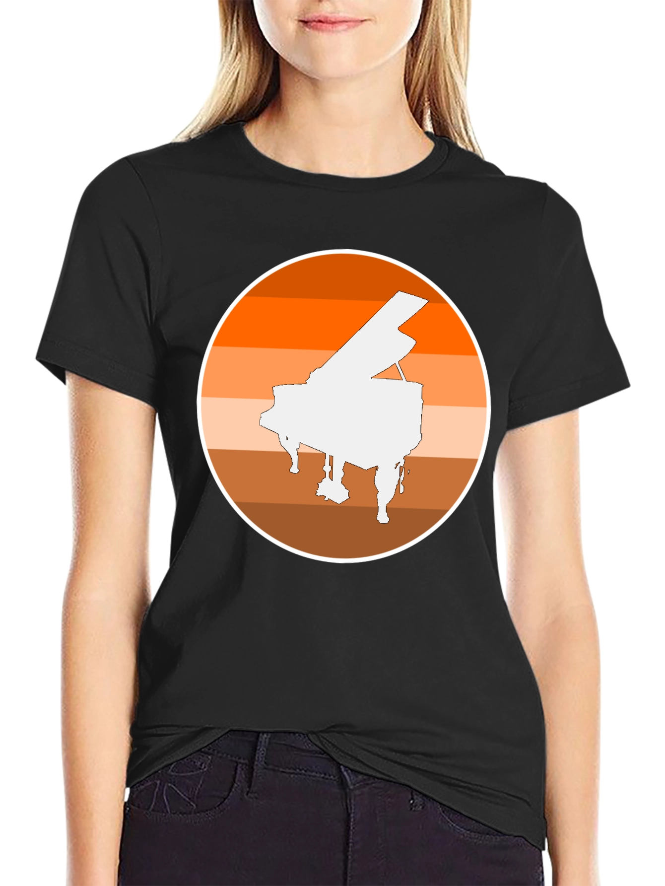 Black Piano Sunset Graphic Tee - Musician Style view 2