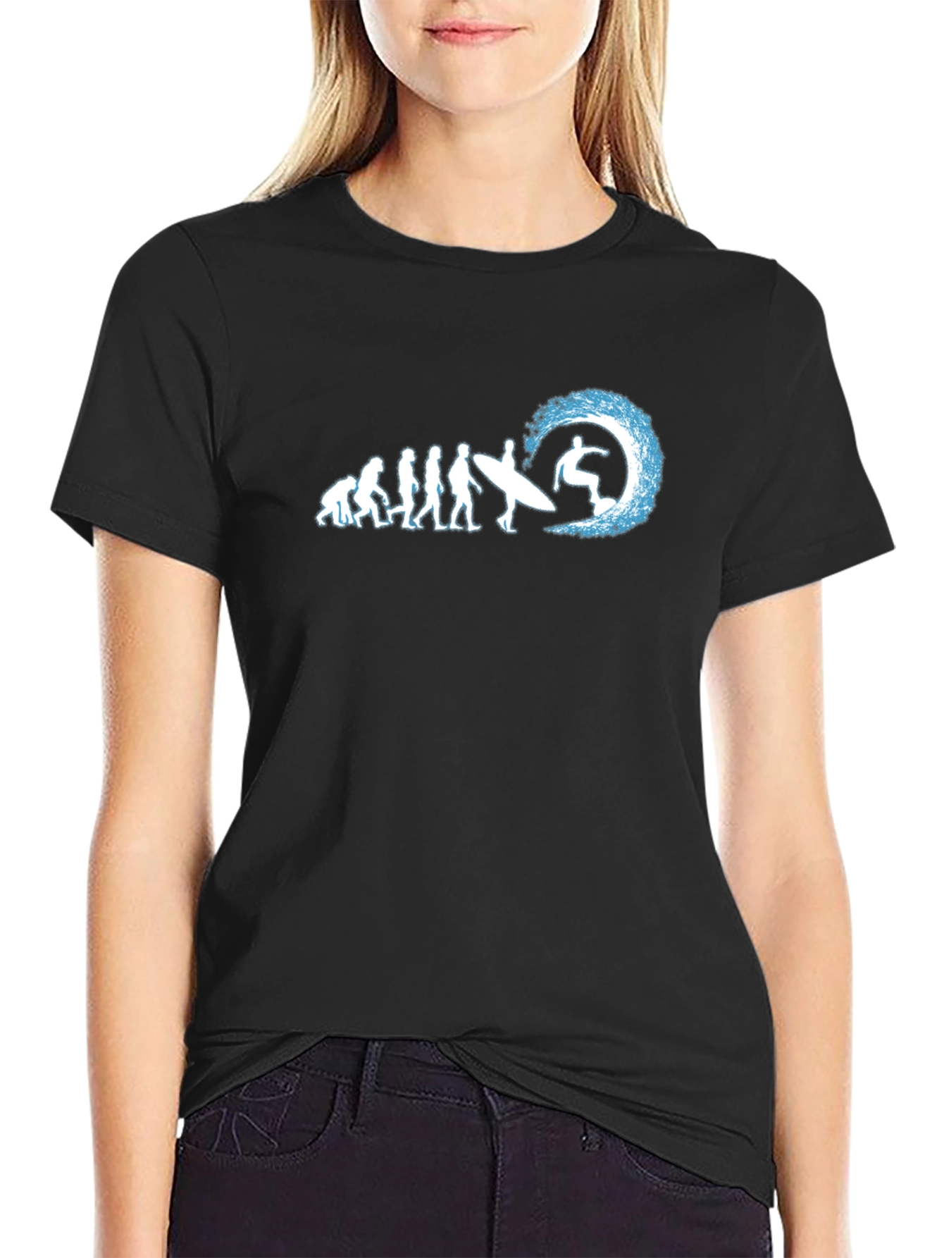 Black Evolution of Surfing Graphic T-Shirt view 2