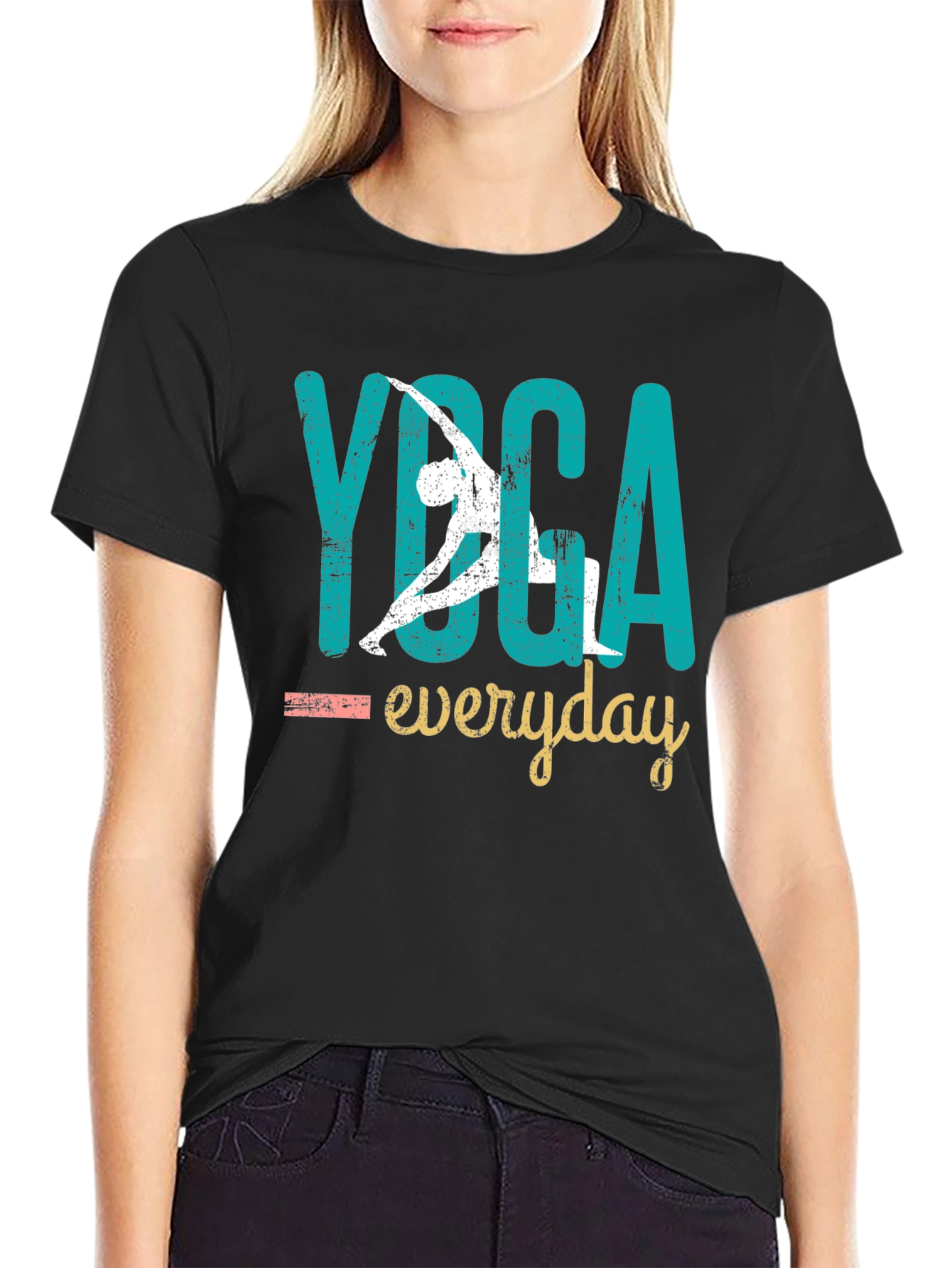 Black Yoga Everyday Graphic Tee - Black view 2