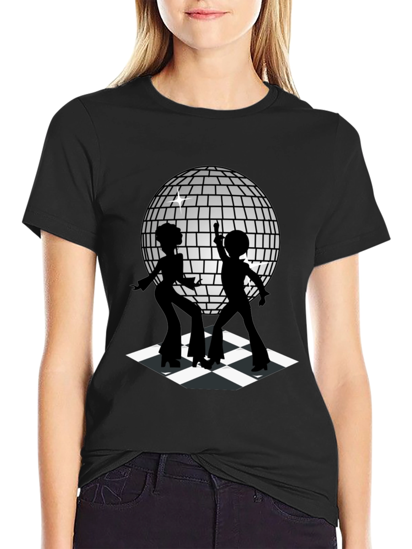 Black Retro Disco Dance T-Shirt - Black view 2