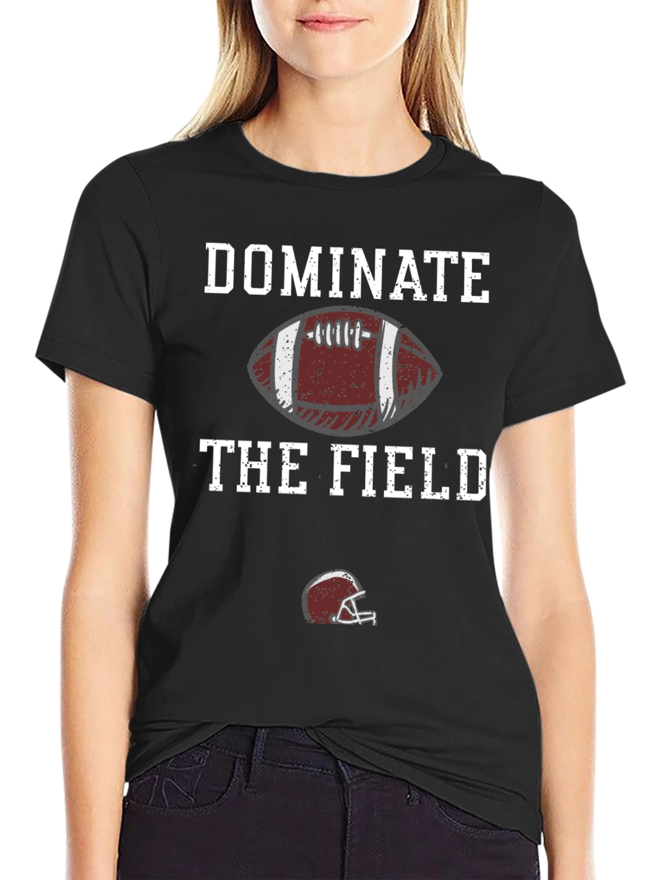 Black Dominate the Field Football T-Shirt view 2