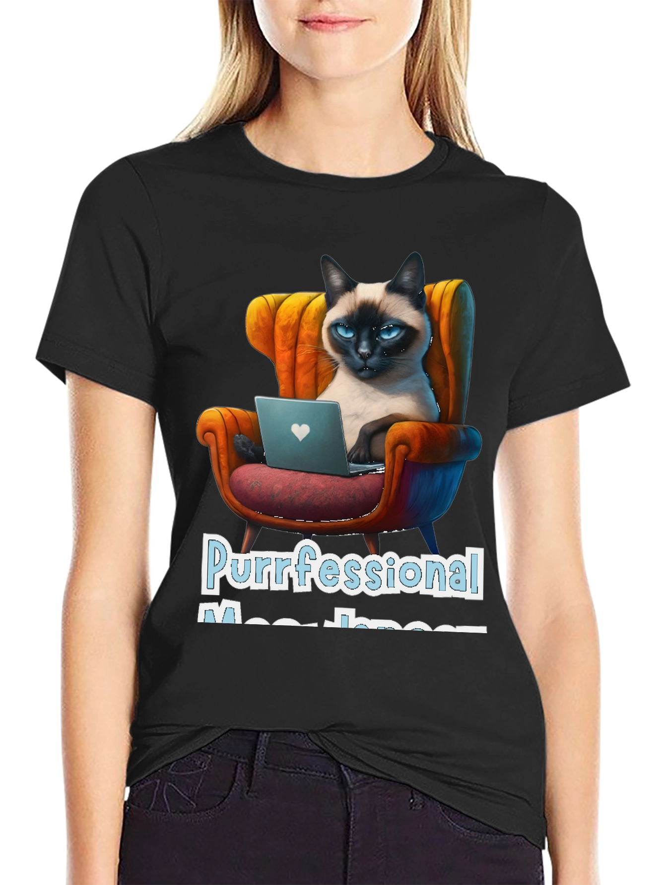 Black Purrfessional Meow-nager Cat T-Shirt view 2