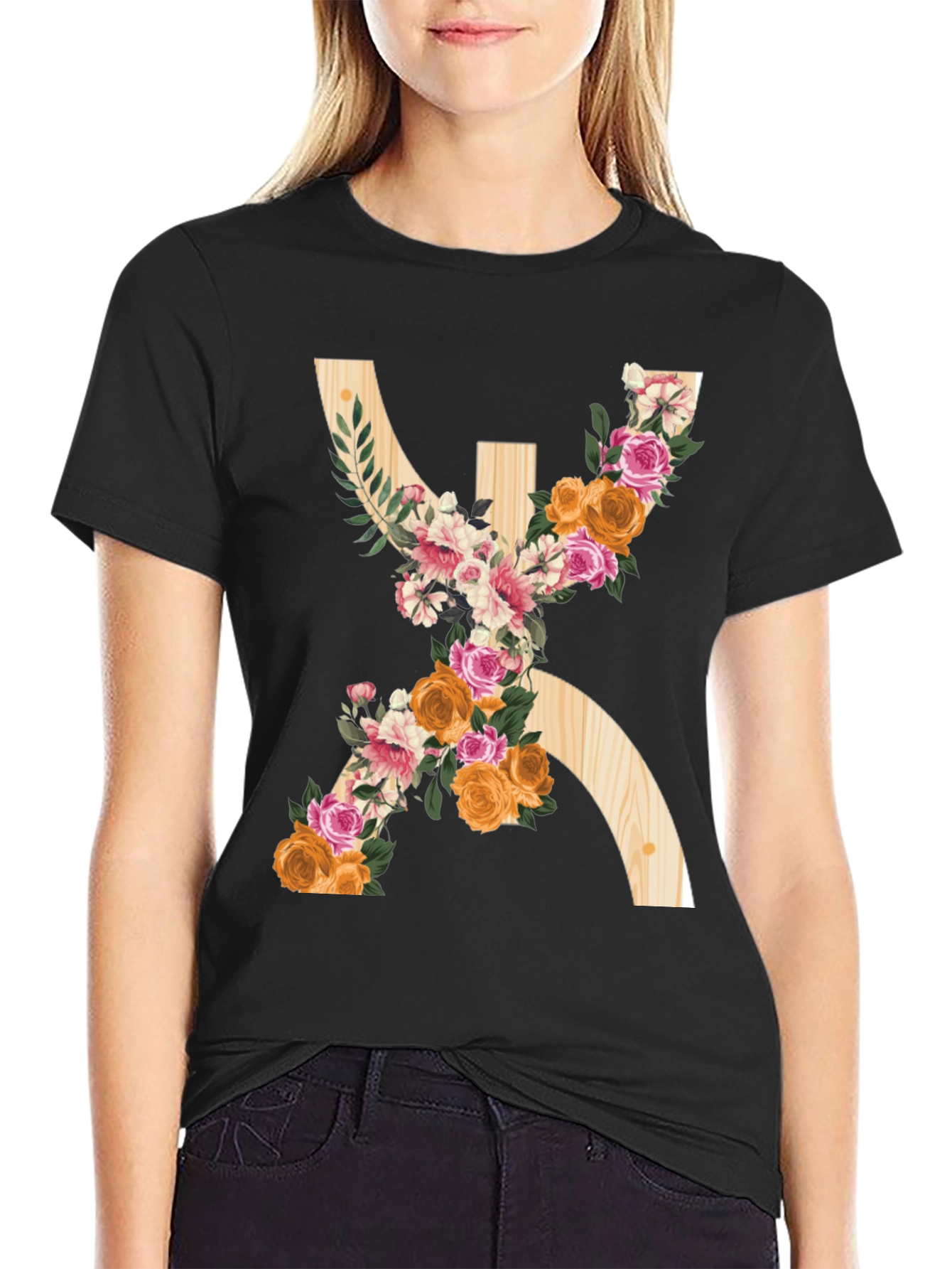 Black Floral Berber Symbol T-Shirt - Stylish Graphic Tee view 2